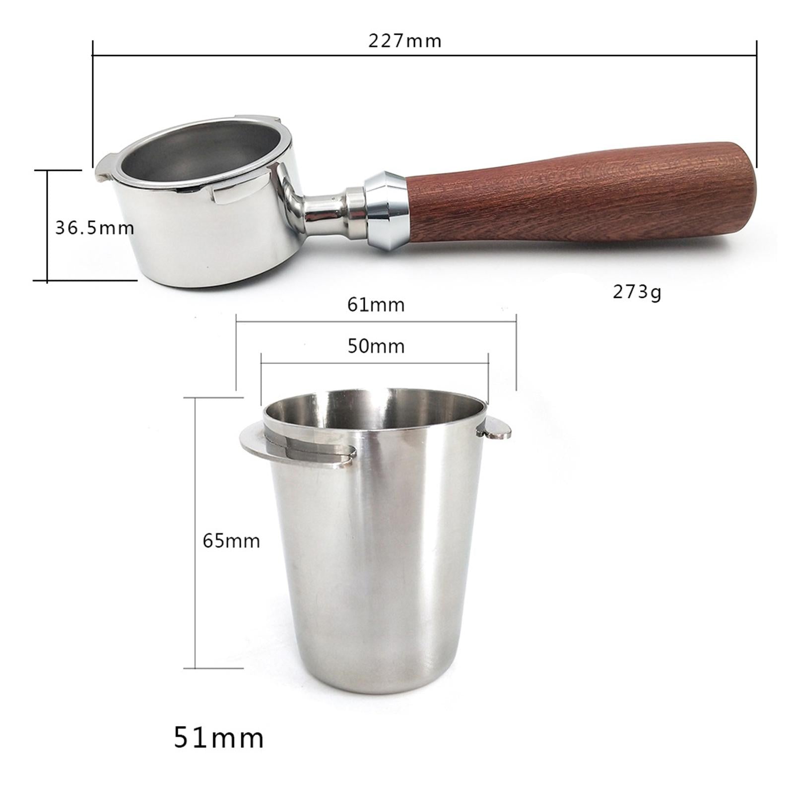 Coffee Portafilter with Dosing Cup for 51/54mm Espresso Machine 51mm +3 ears