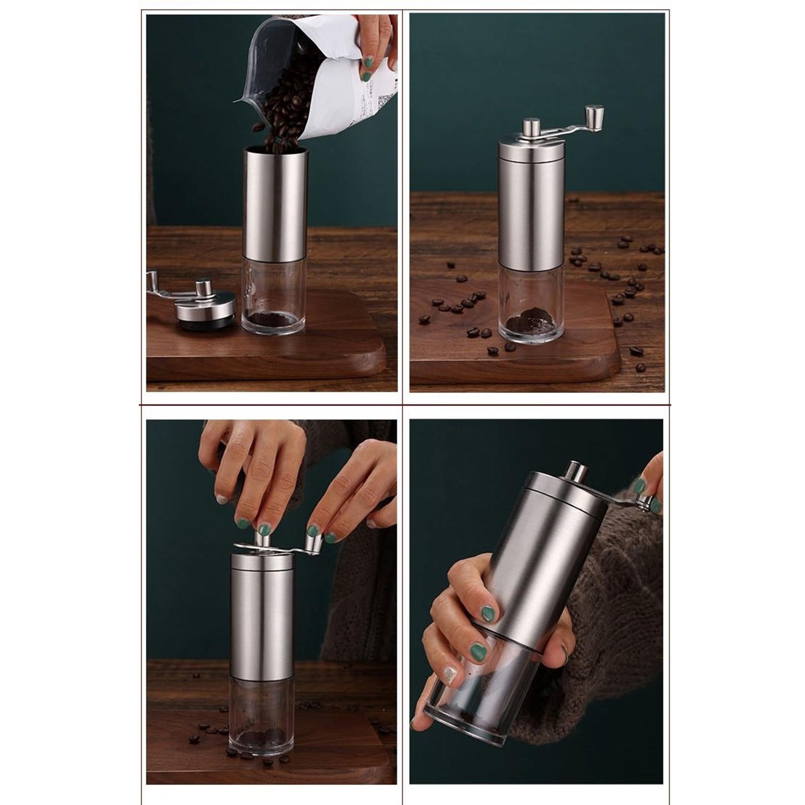 Manual Coffee Grinder for Espresso Press Home Office Travel Camping Silver
