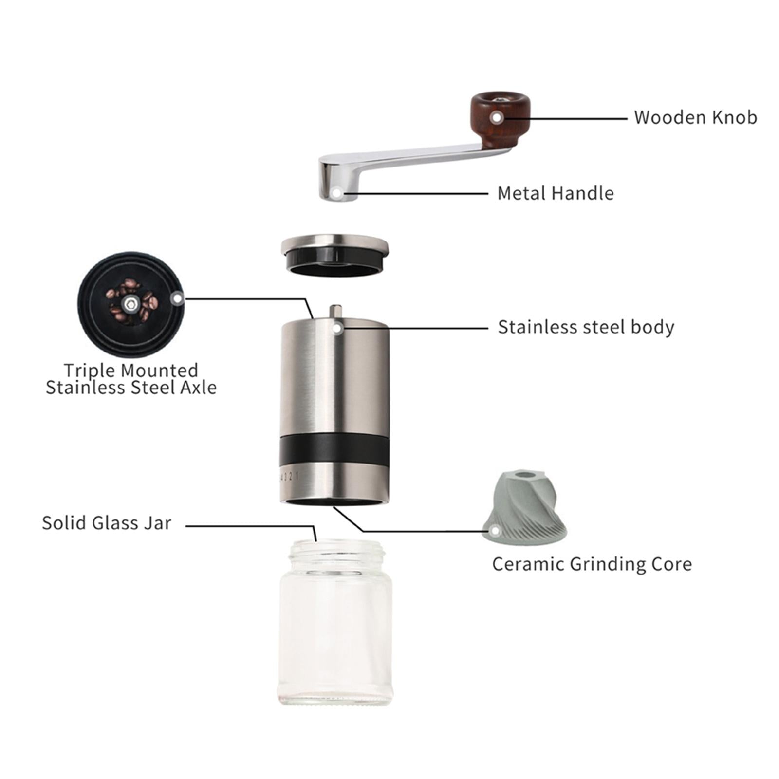 1Pc Portable Hand Manual Stainless Steel Coffee Grinder Detachable Machine