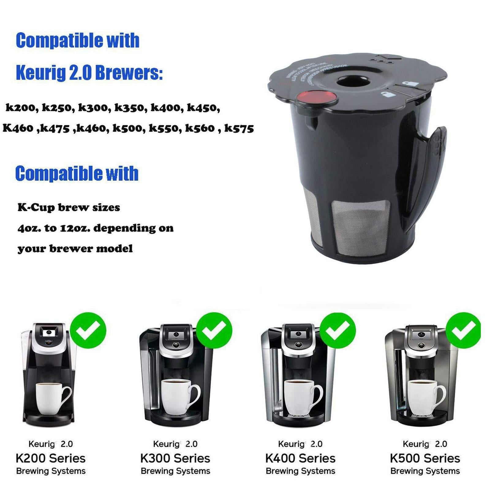 Reusable K Cups For Keurig 2.0 Brewers Refillable Single Cup Mesh Filter