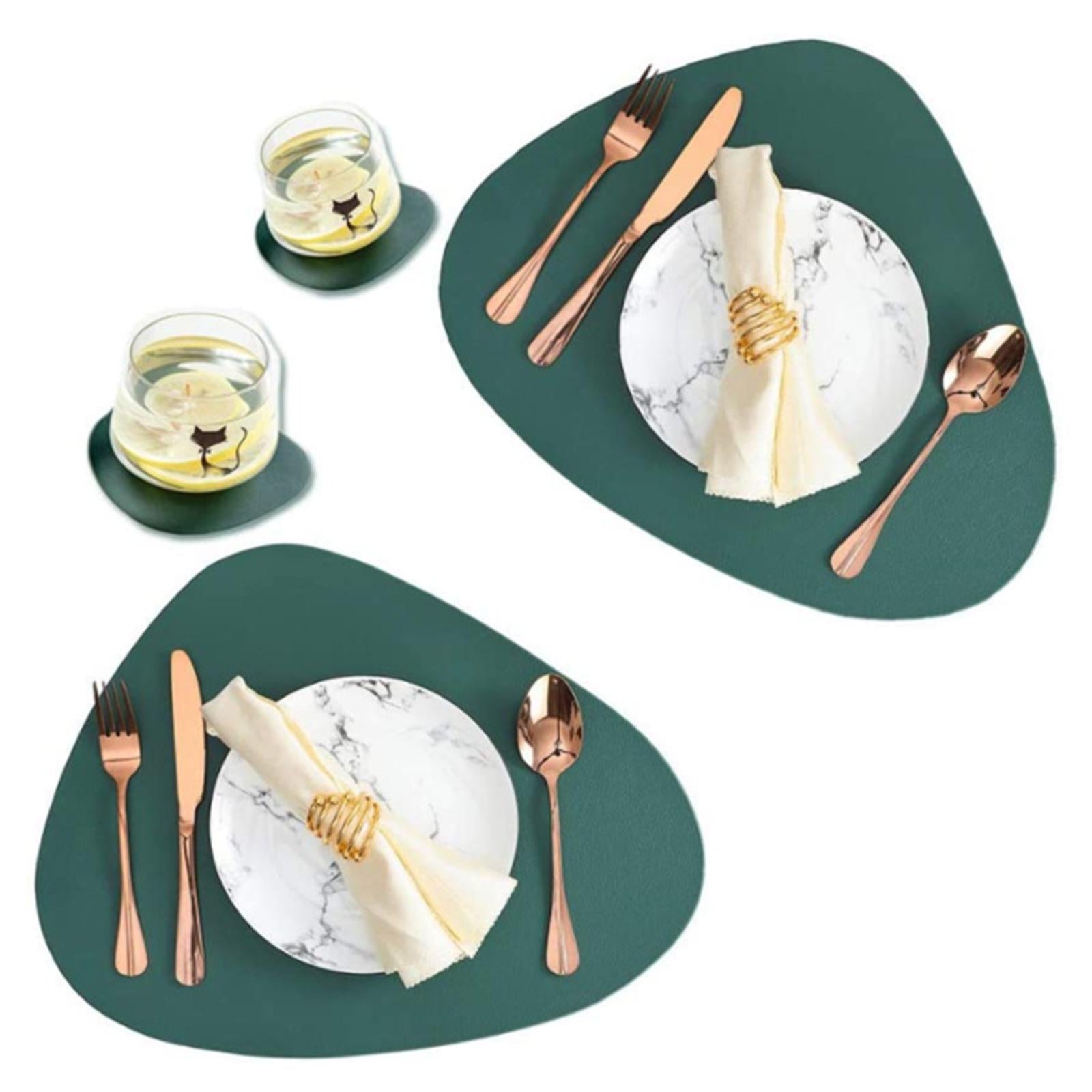 Nordic Style PU Leather Placemat Pad Table Mat Bowl Mat Coaster Waterproof