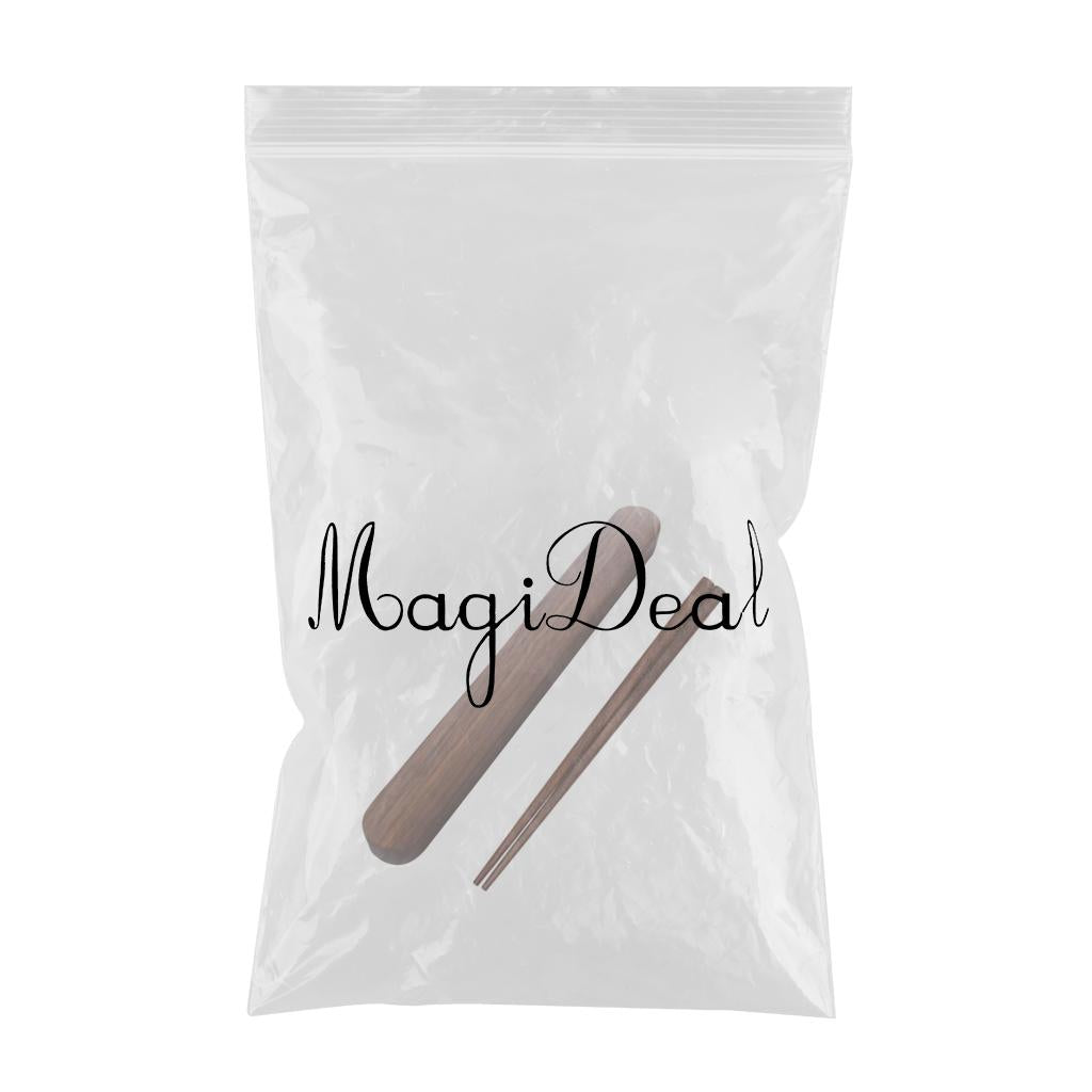 Portable Outdoor Walnut Solid Wood Chopsticks with Box Case convex 25cm