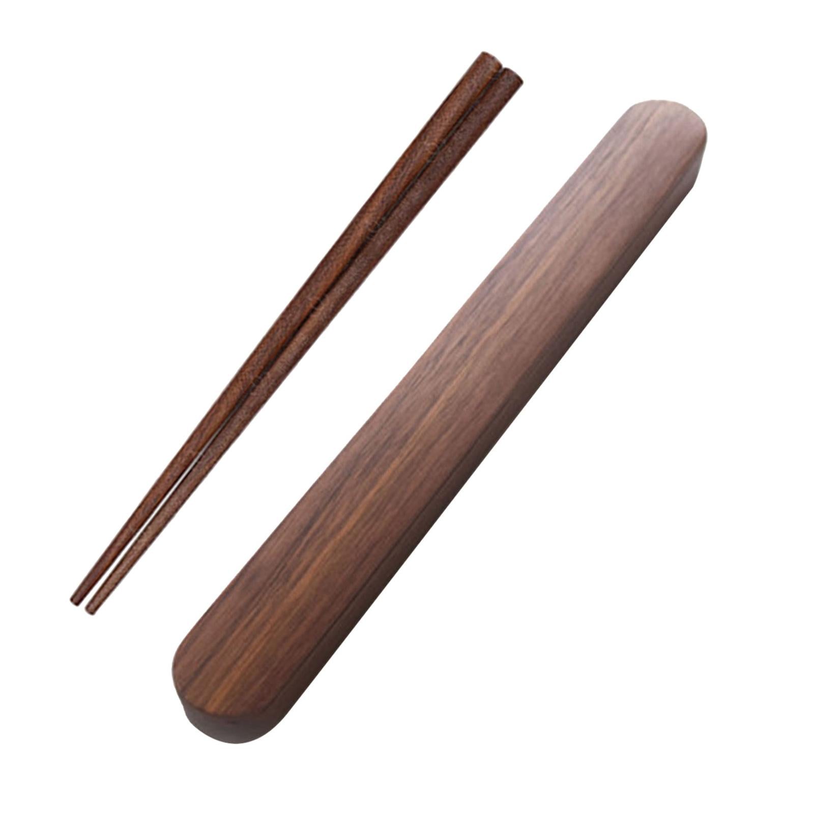 Portable Outdoor Walnut Solid Wood Chopsticks with Box Case convex 25cm