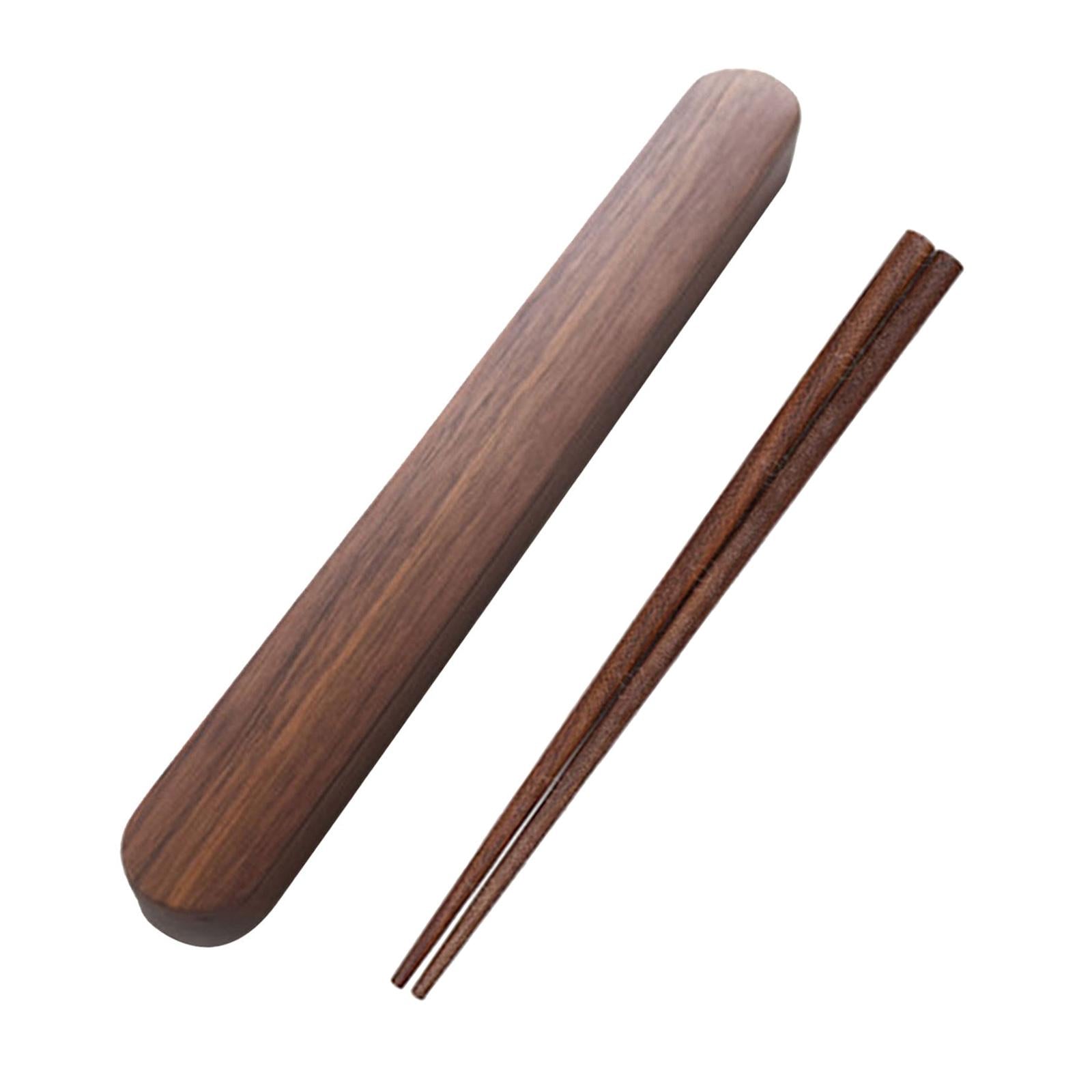 Portable Outdoor Walnut Solid Wood Chopsticks with Box Case convex 25cm
