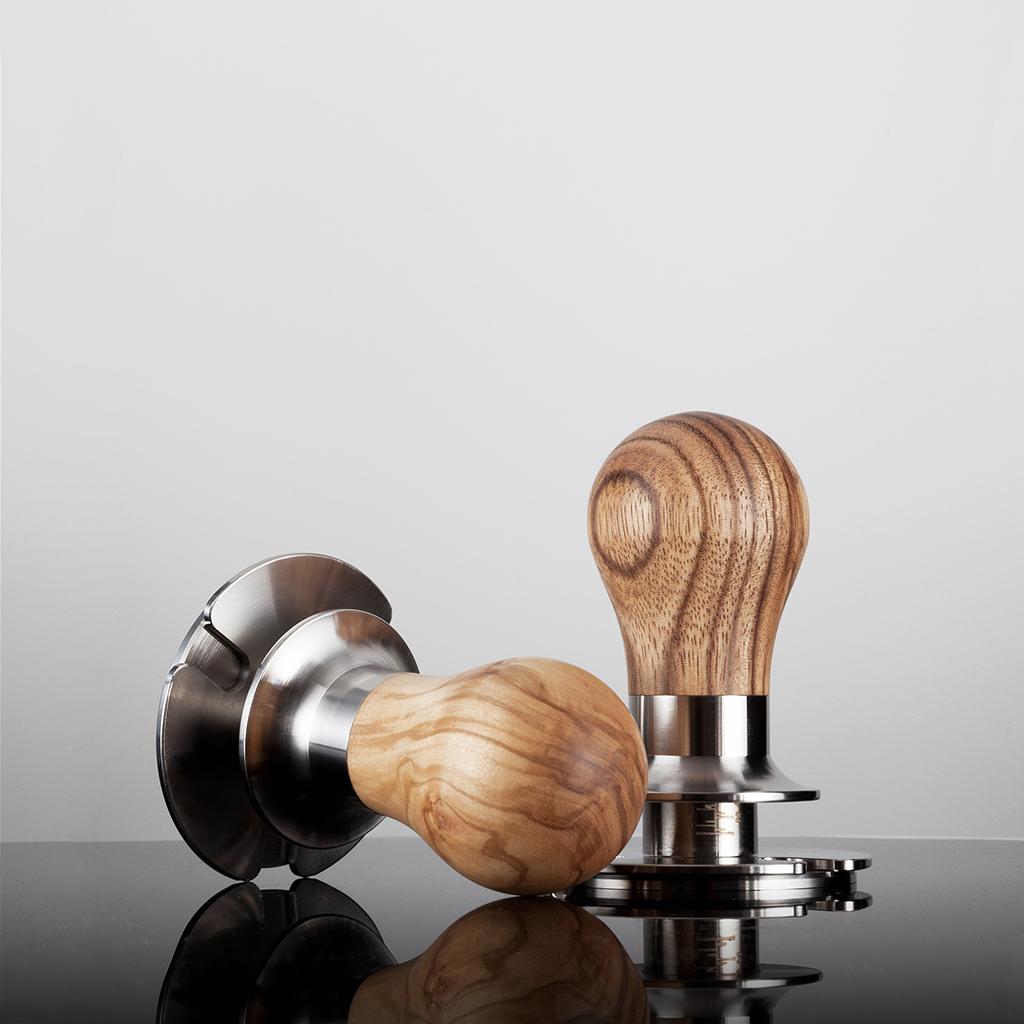 Coffee Espresso Tamper Flat 304 Stainless Steel Base Zebra Wood