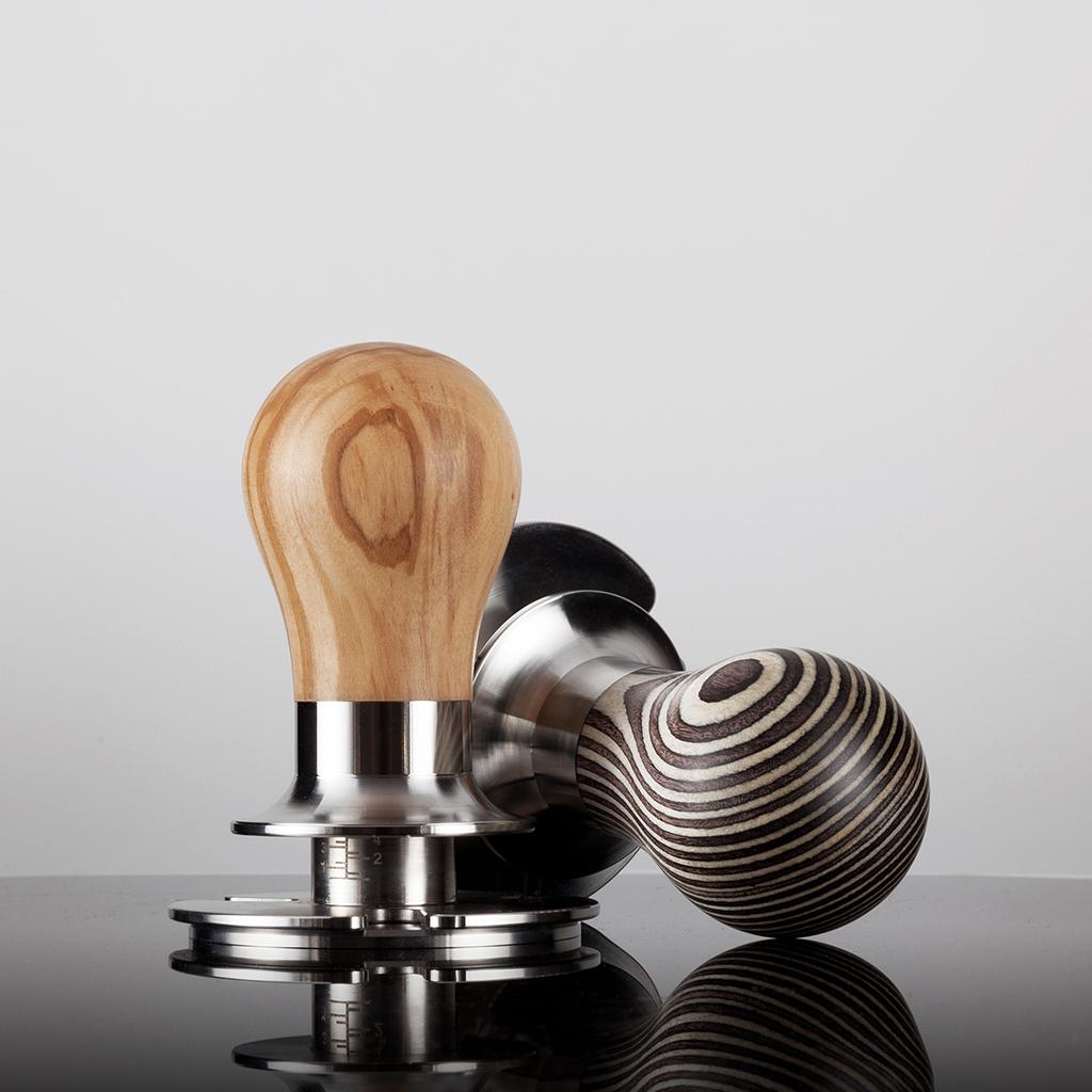 Coffee Espresso Tamper Flat 304 Stainless Steel Base Zebra Wood