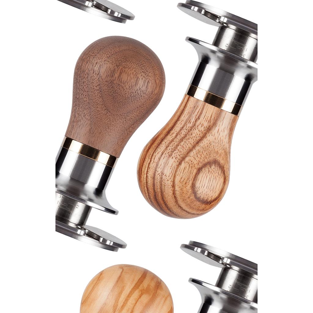Coffee Espresso Tamper Flat 304 Stainless Steel Base Zebra Wood