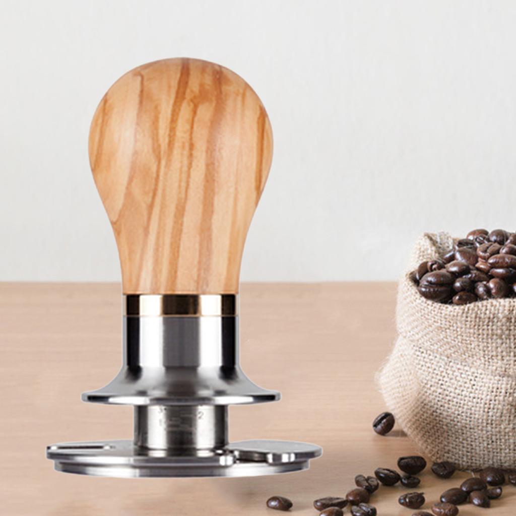 Coffee Espresso Tamper Flat 304 Stainless Steel Base Olive Wood