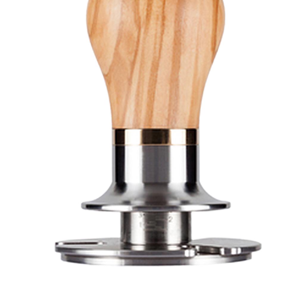 Coffee Espresso Tamper Flat 304 Stainless Steel Base Olive Wood