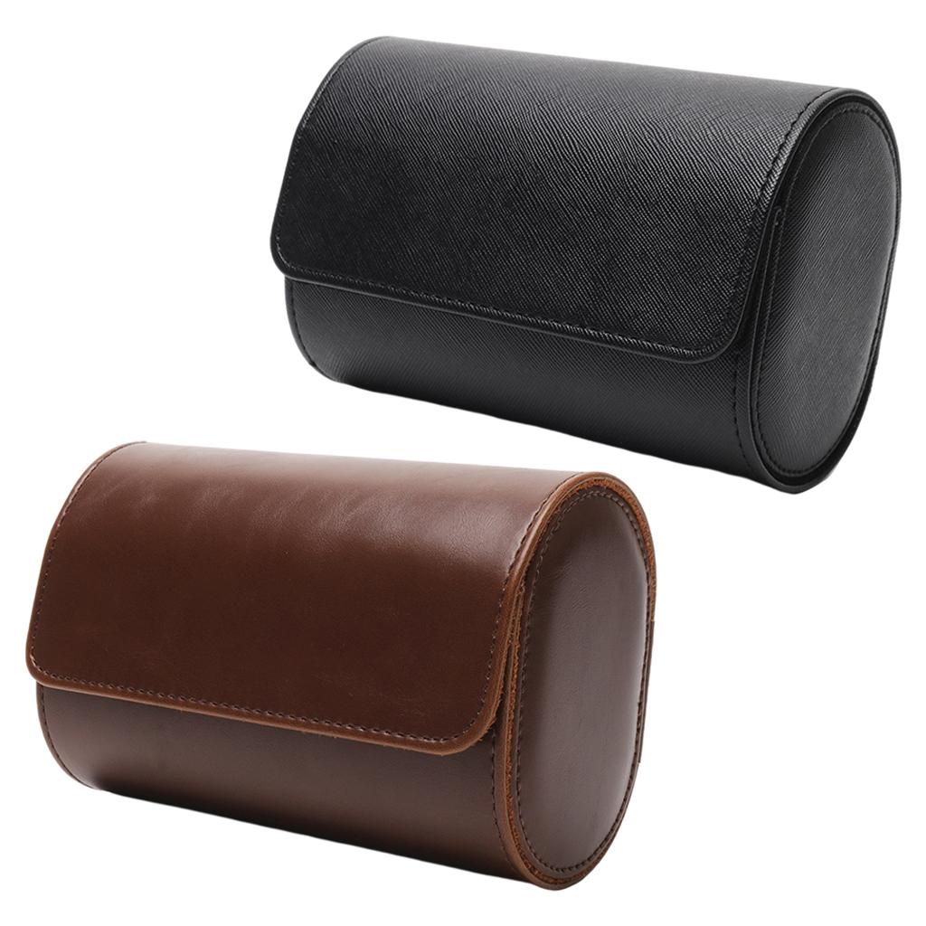 Watch Travel Case PU Leather Soft Bracket Gifts fr Holding Wristwatch Black