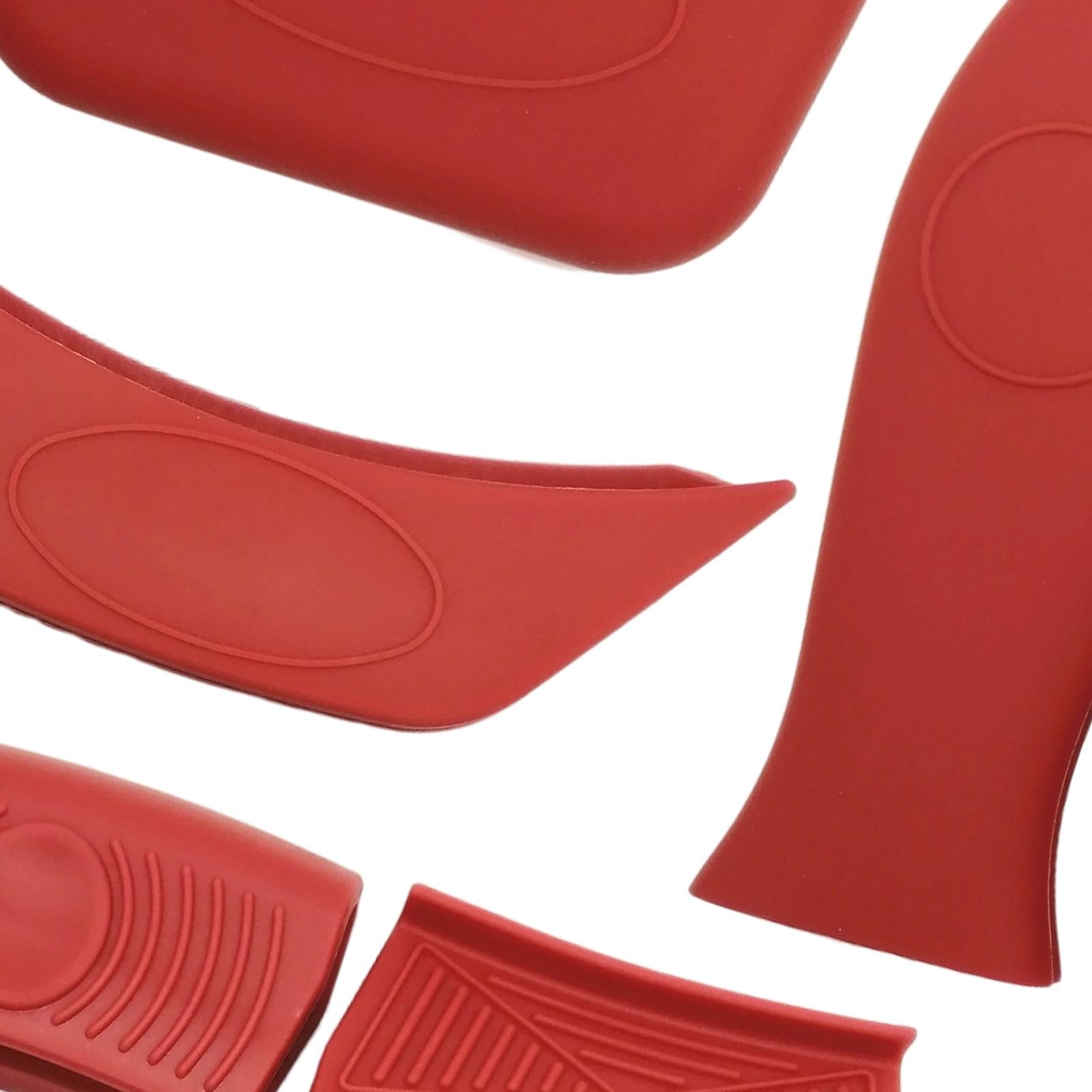5pcs/set Non Slip Silicone Hot Handle Holder Parts for Skillets Griddles red