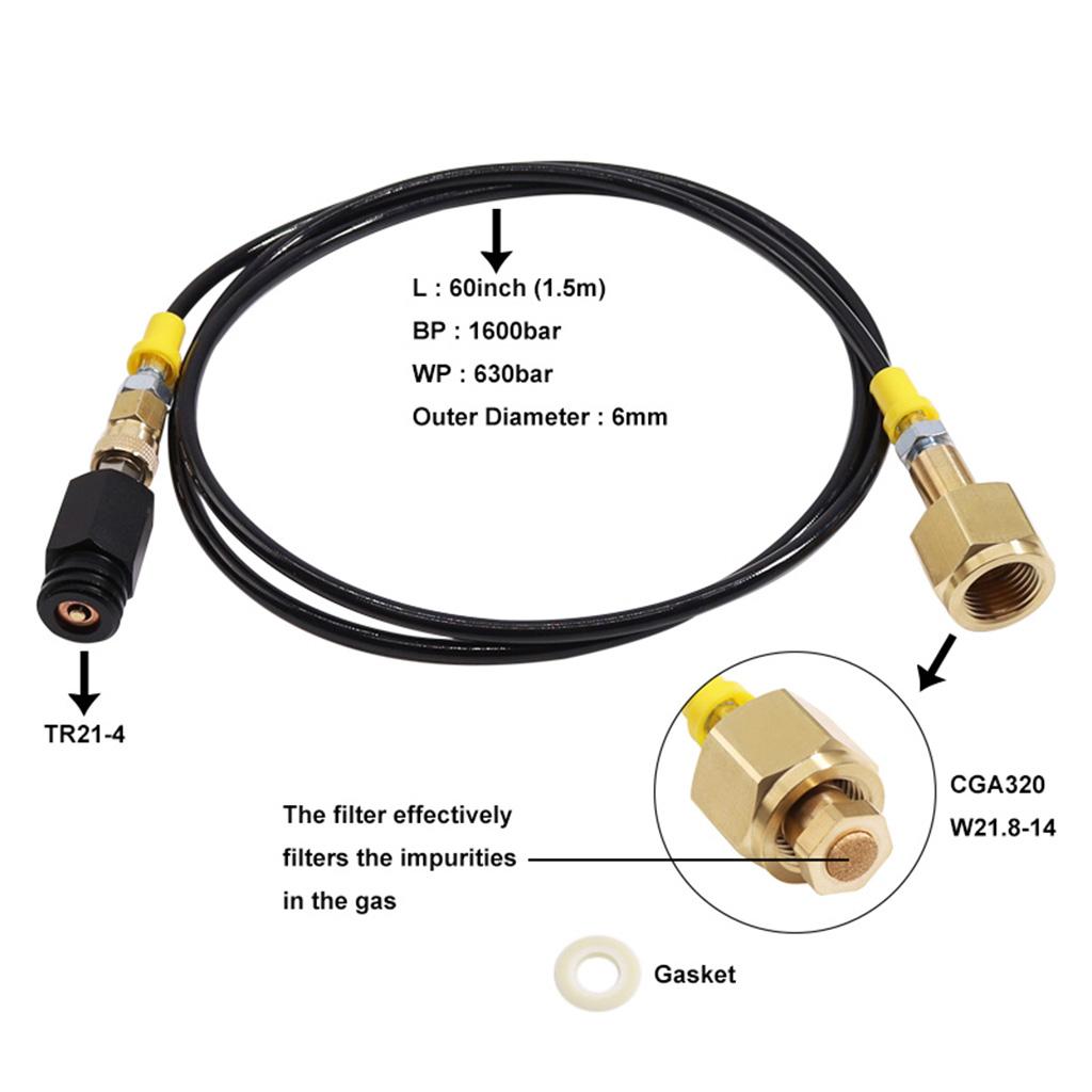 Soda Stream CO2 Cartridges 60 In Hose Direct Adapter Soda Connector CGA320 A