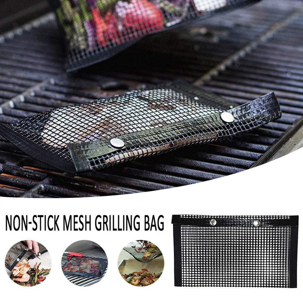 Non-Stick BBQ Mesh Grill Bags Grilling Pouches Barbecue Bag Camping BBQ 2pcs small