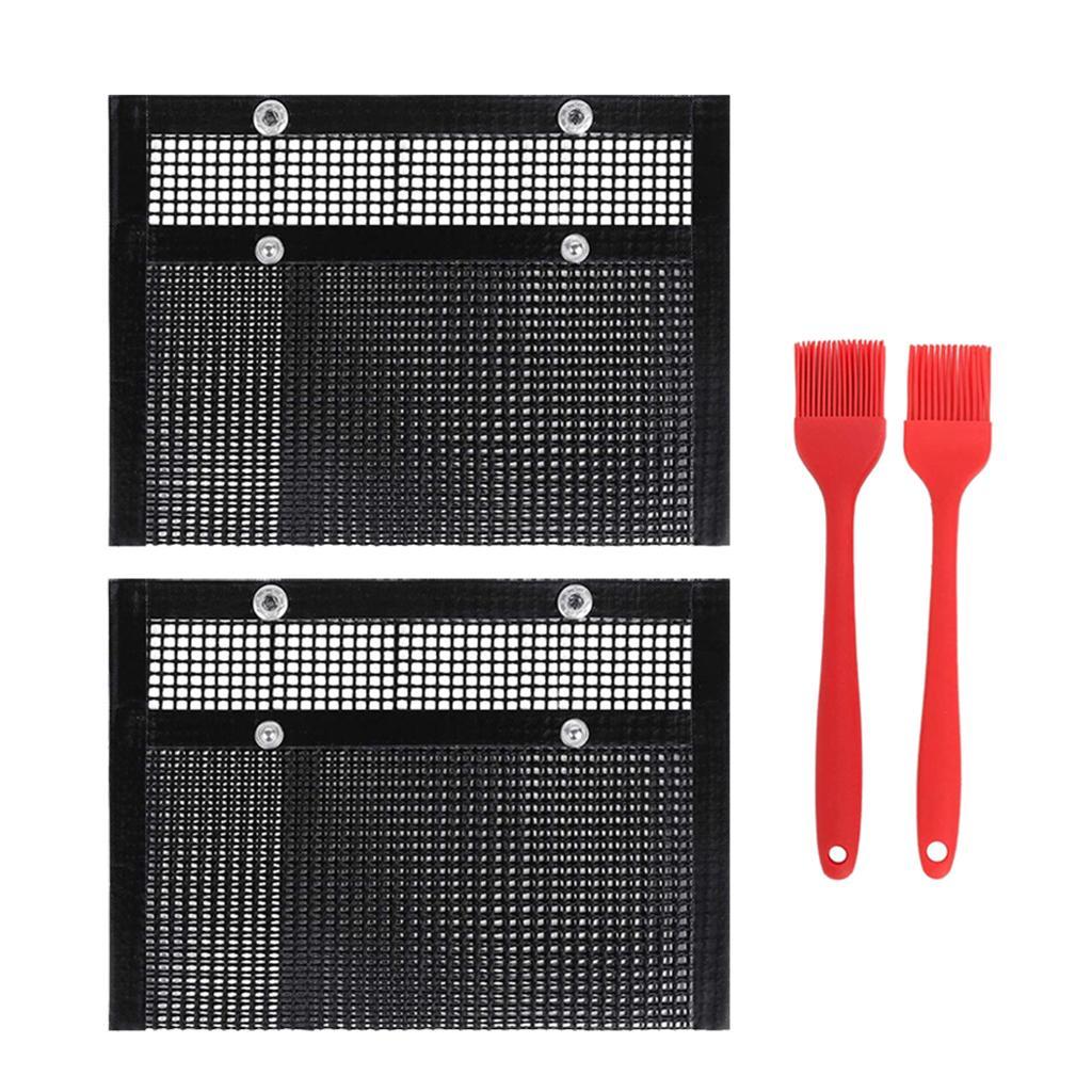 Non-Stick BBQ Mesh Grill Bags Grilling Pouches Barbecue Bag Camping BBQ 2pcs small