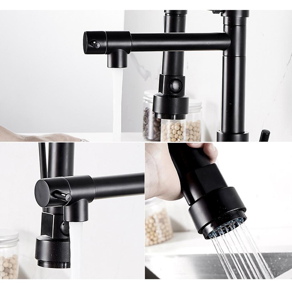 Sink Mixer Tap Single Hole Kitchen Faucet Pull Out Sprayer Black