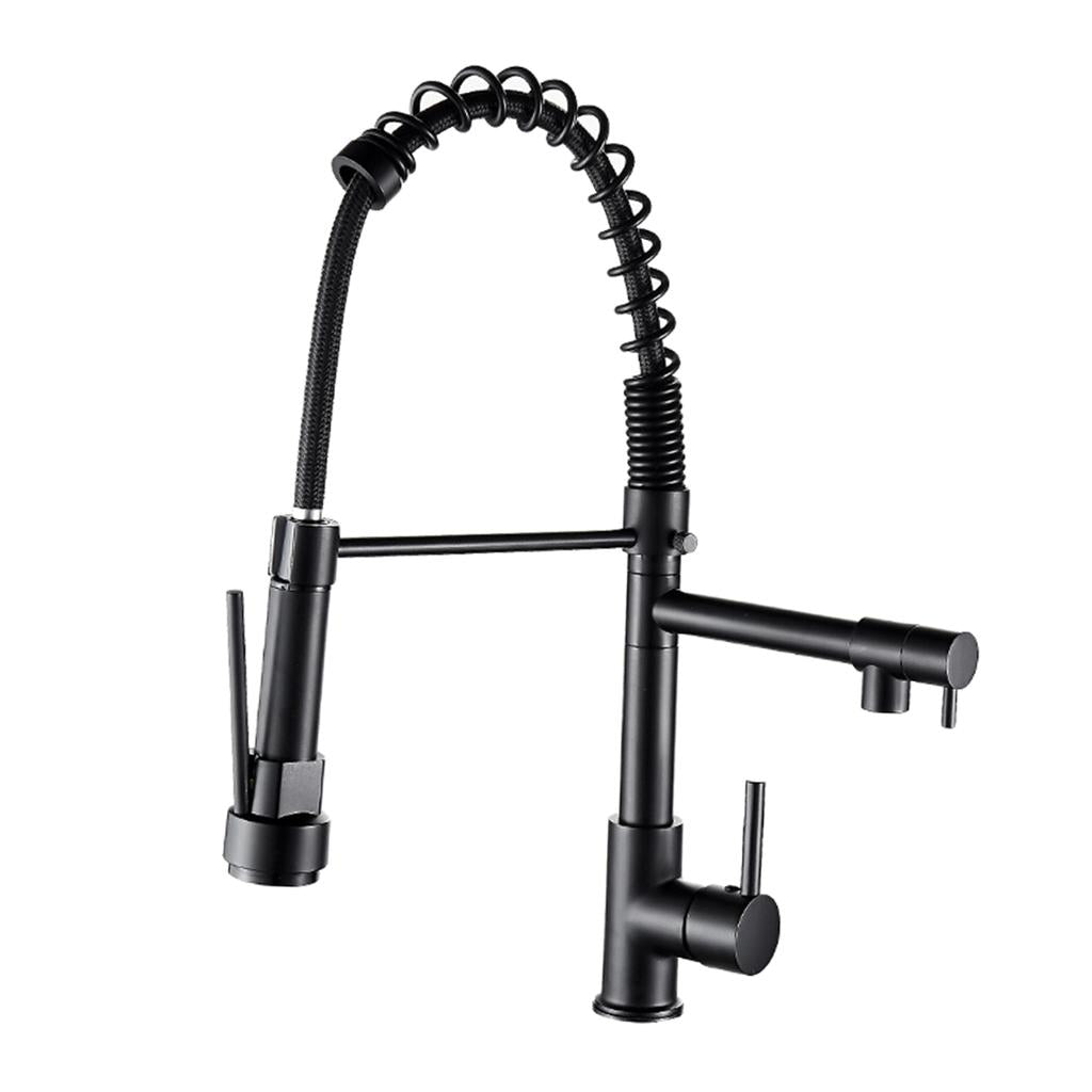 Sink Mixer Tap Single Hole Kitchen Faucet Pull Out Sprayer Black