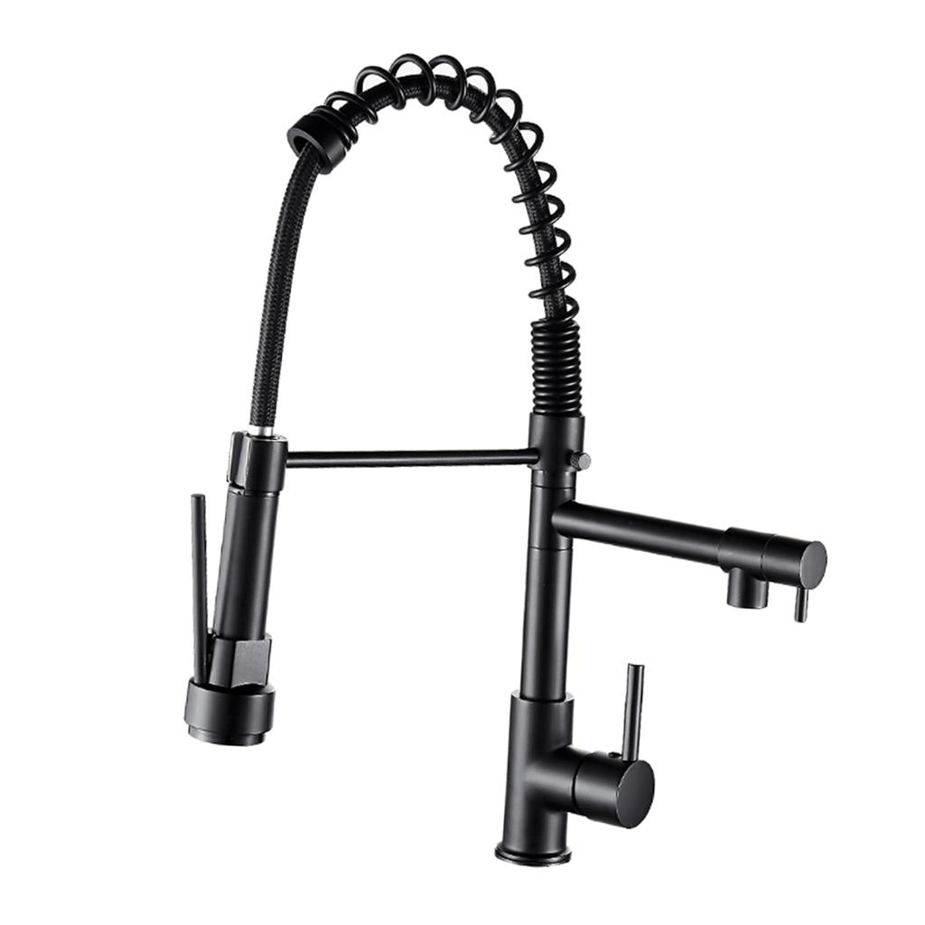 Sink Mixer Tap Single Hole Kitchen Faucet Pull Out Sprayer Black