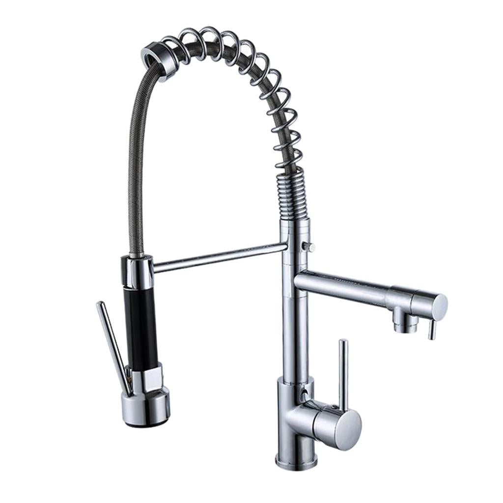 Sink Mixer Tap Single Hole Kitchen Faucet Pull Out Sprayer Electroplated
