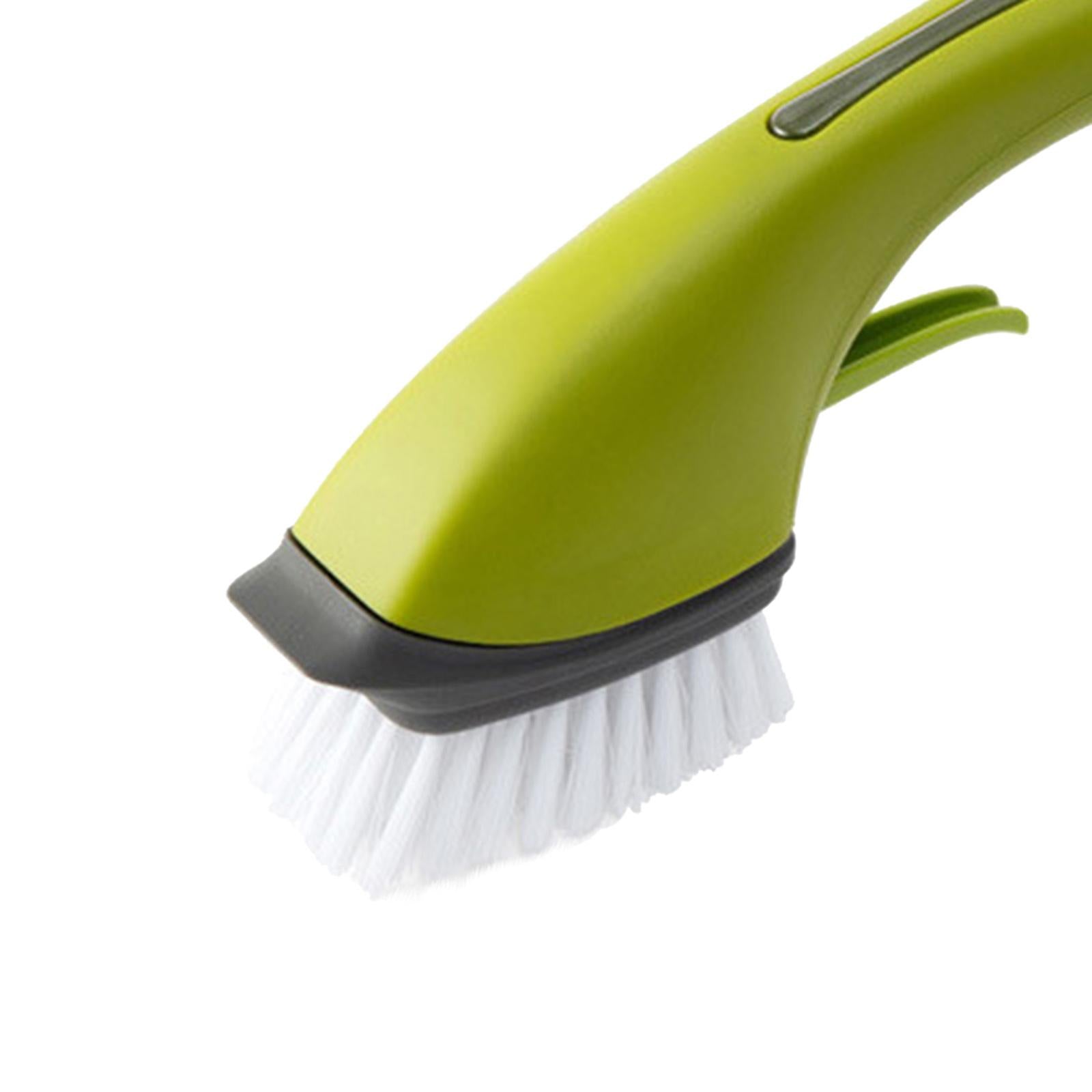 Refillable Soap Dispensing Dish Brush for Pot Pan Skillet Cleaning Green