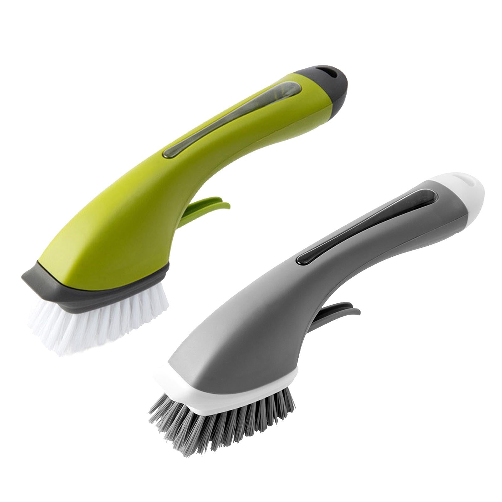 Refillable Soap Dispensing Dish Brush for Pot Pan Skillet Cleaning Green