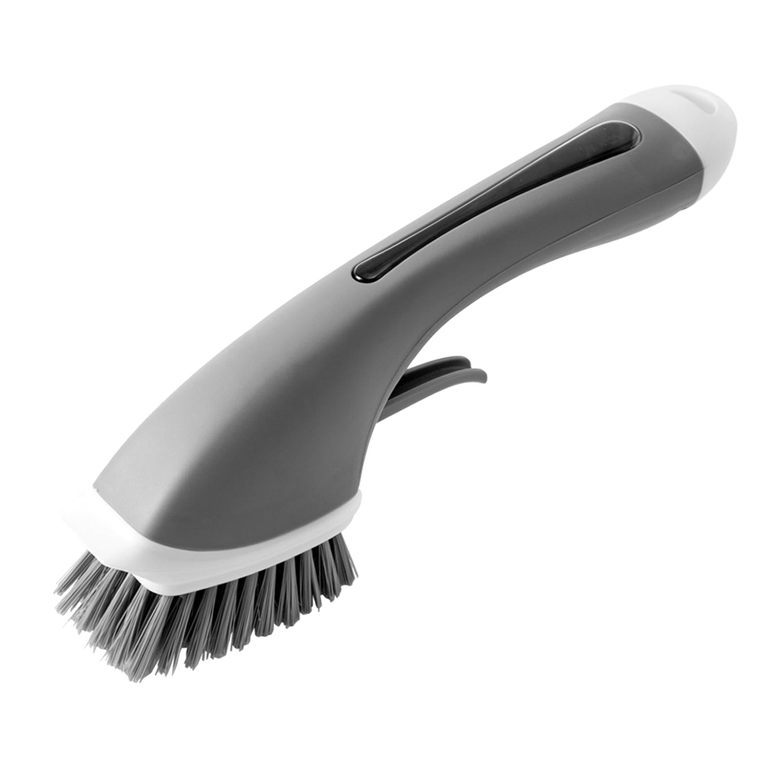Refillable Soap Dispensing Dish Brush for Pot Pan Skillet Cleaning Gray