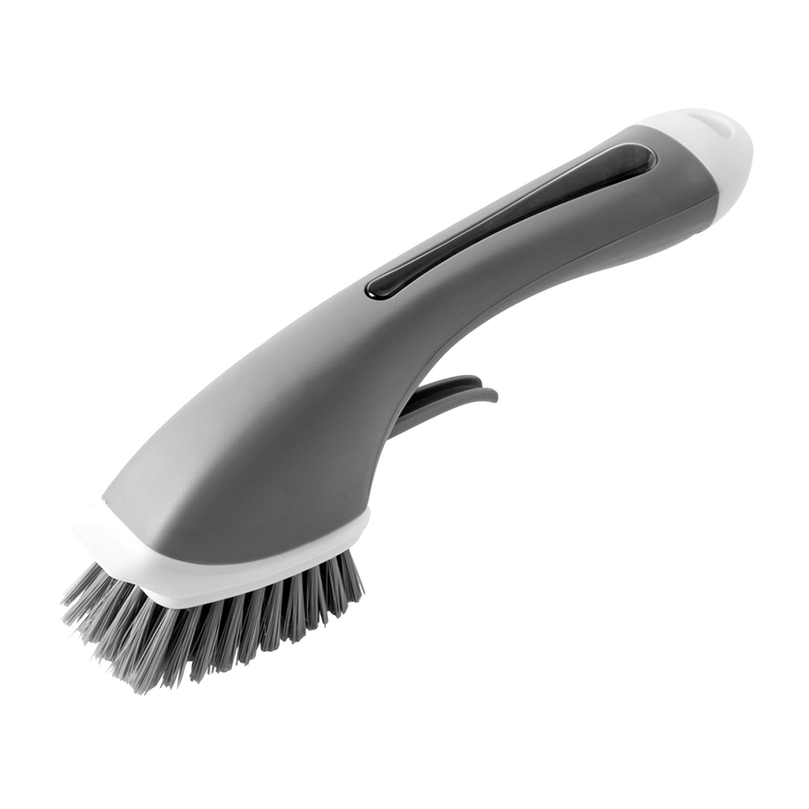 Refillable Soap Dispensing Dish Brush for Pot Pan Skillet Cleaning Gray