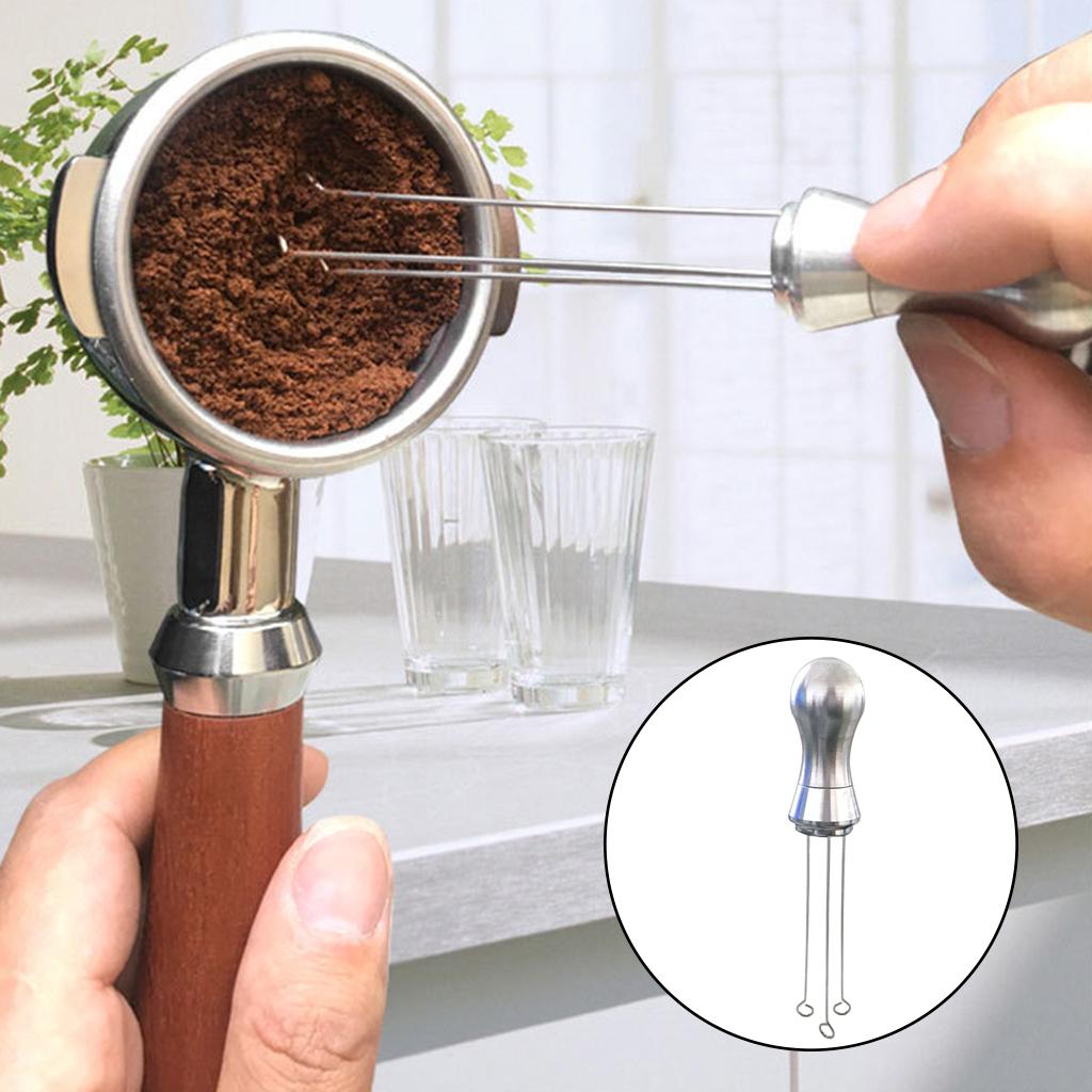 Stainless Steel Coffee Tamper Leveler Needle Type Powder Distributor Tool Silver