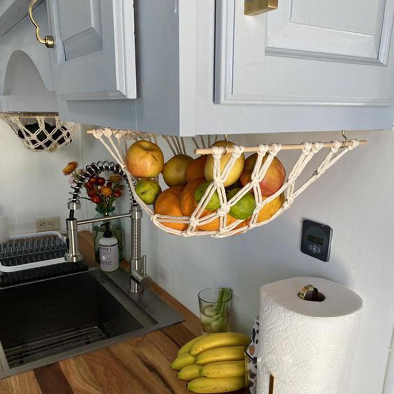 Macrame Fruit Vegetable Hammock Hanger Produce Storage Cabinet Hammock 30x50cm