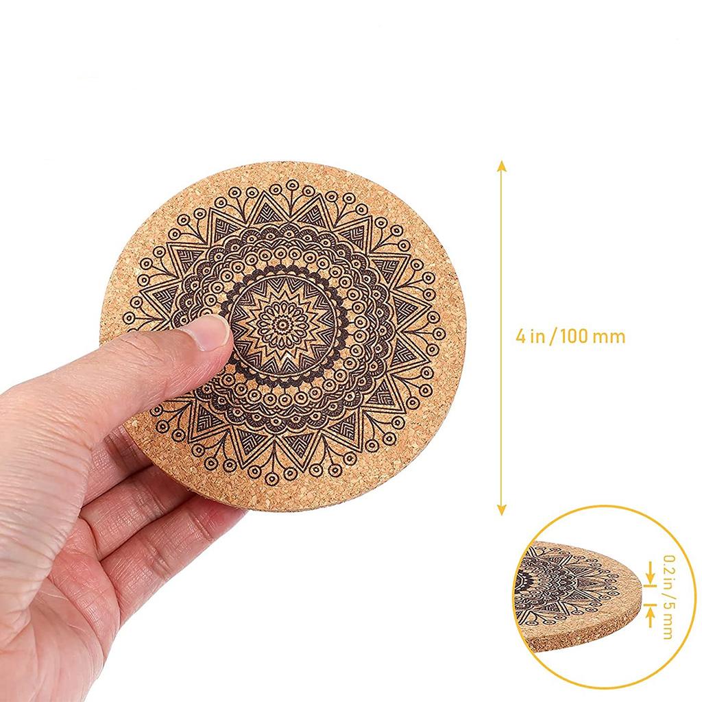 12Pieces Cork Coasters Drink Absorbent Coasters 4 Inches Reusable Cup Mat