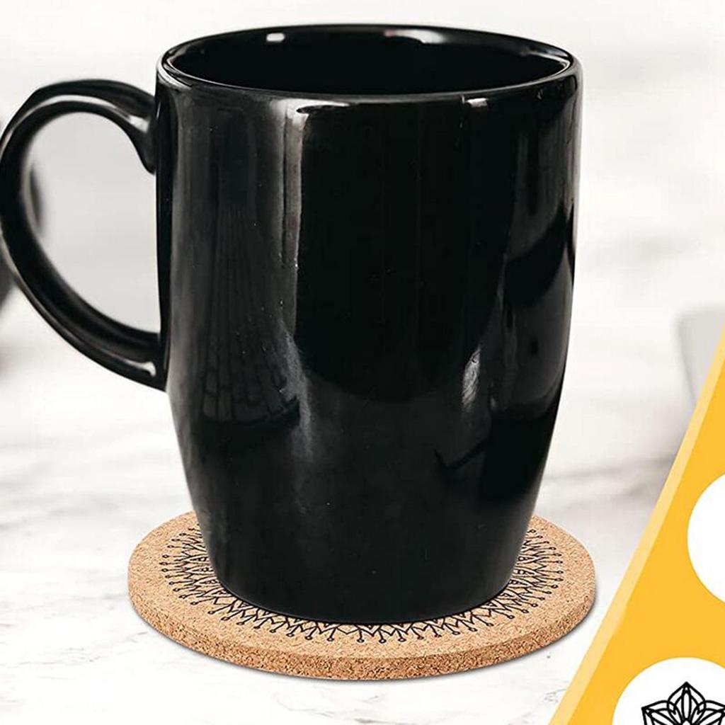 12Pieces Cork Coasters Drink Absorbent Coasters 4 Inches Reusable Cup Mat