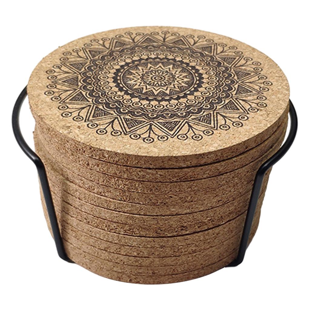 12Pieces Cork Coasters Drink Absorbent Coasters 4 Inches Reusable Cup Mat
