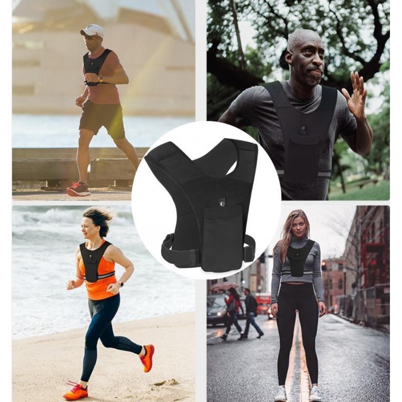 Breathable Running Vest w/ Bag for Night Running Walking Cycling Sports