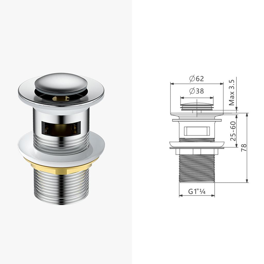 Bathroom Drain Sink Brass Stopper Plumbing Pipe Kit S with Overflow
