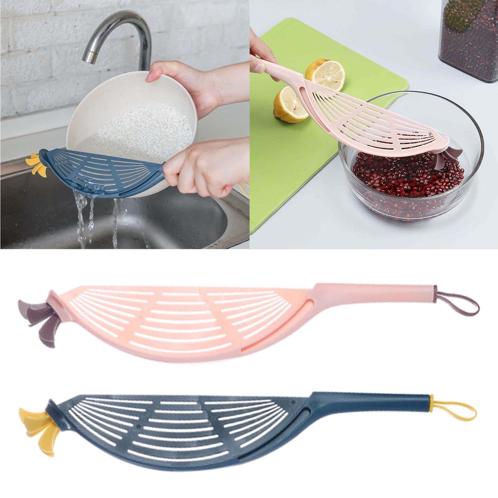 Practical Rice Washer Convenient Washer Drainer Colander Tool Hands-Free dark blue