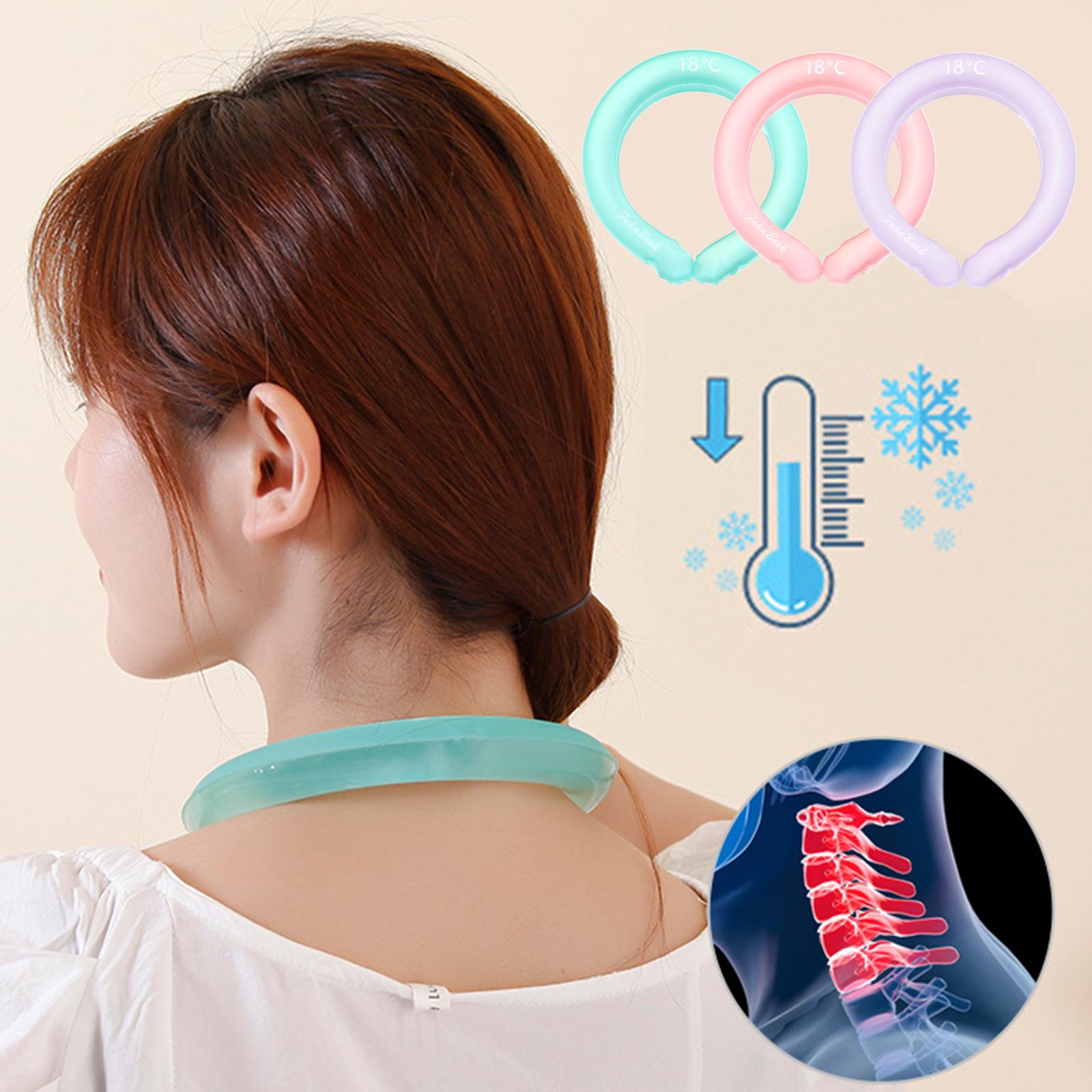 Neck Cooling Tube Cold Gel Ice Pack Chill Freeze Neck Cooler Camping Pink