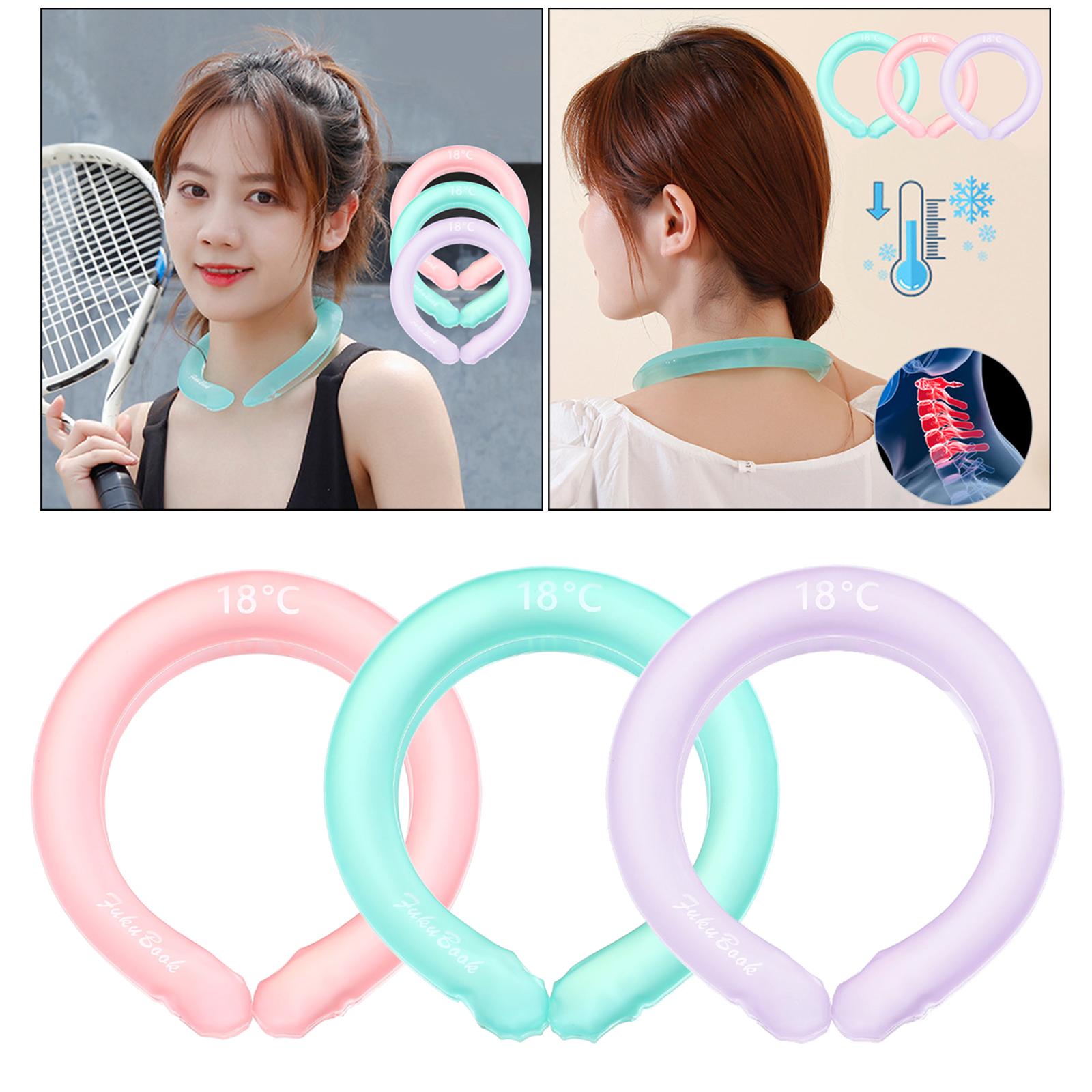 Neck Cooling Tube Cold Gel Ice Pack Chill Freeze Neck Cooler Camping Pink