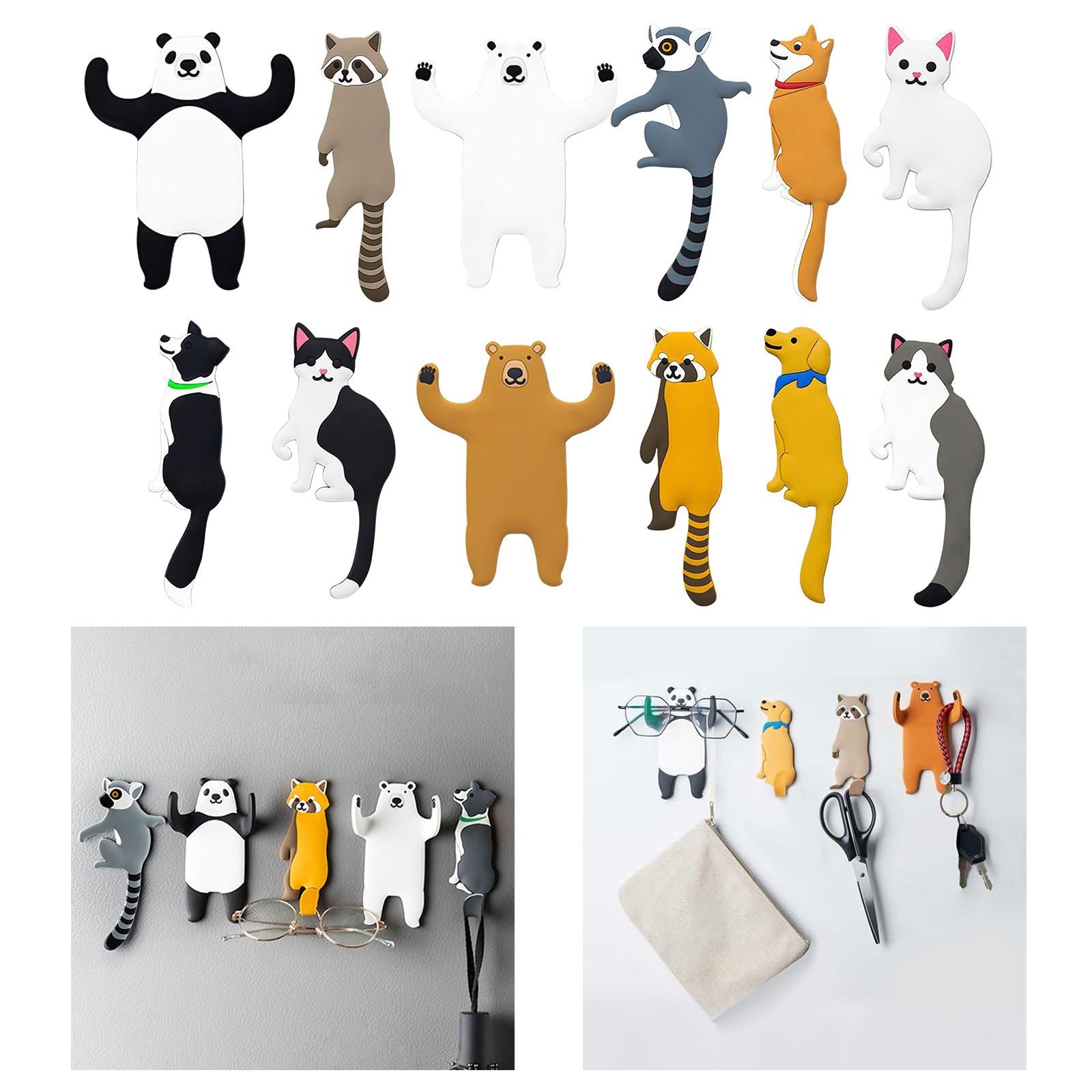Adhesive Wall Hook Decorative Wall Hook for Kitchen Bathroom Tail Raccoon