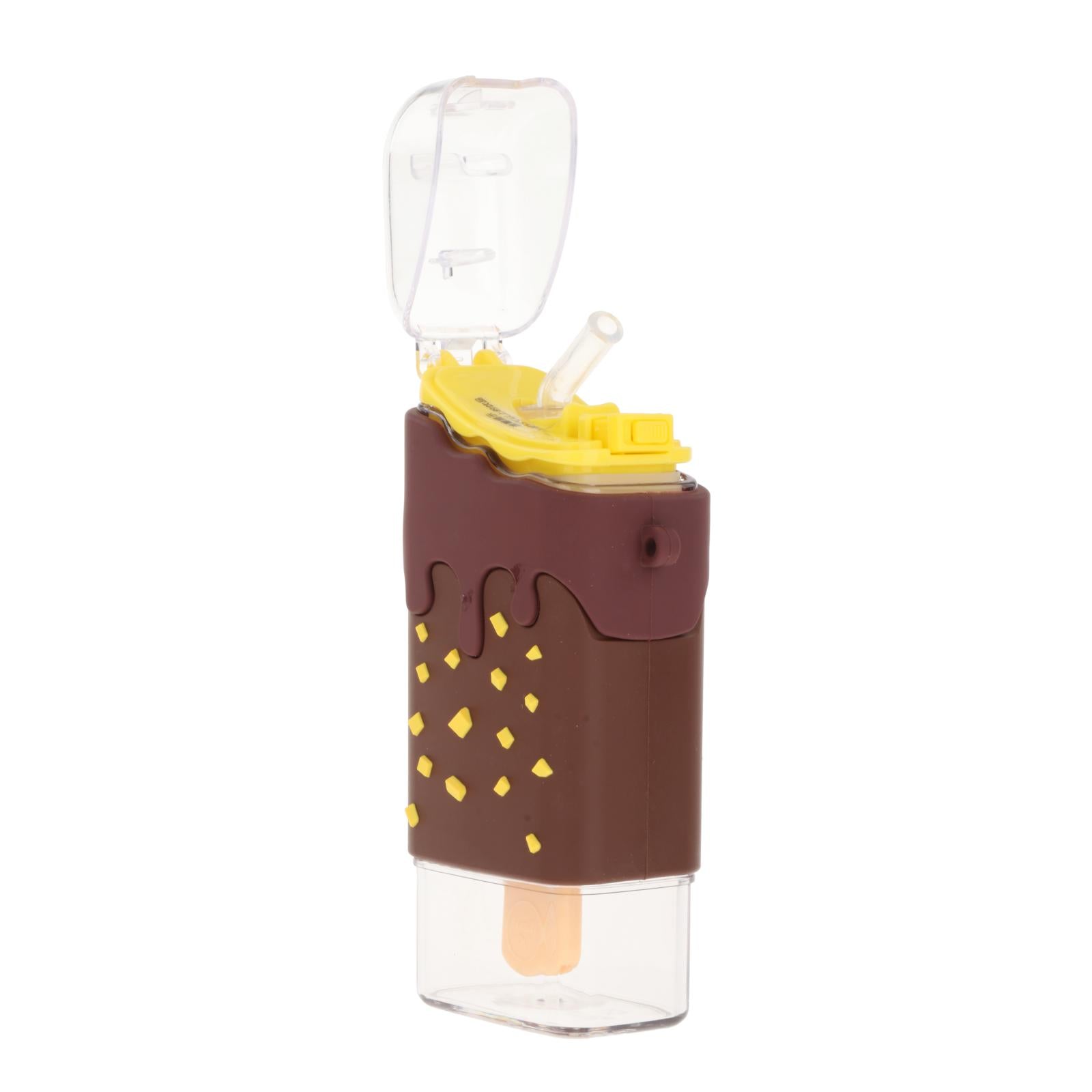 Cute Water Bottle with Straw Square Leakproof Summer for Kids for Outdoor Chocolate