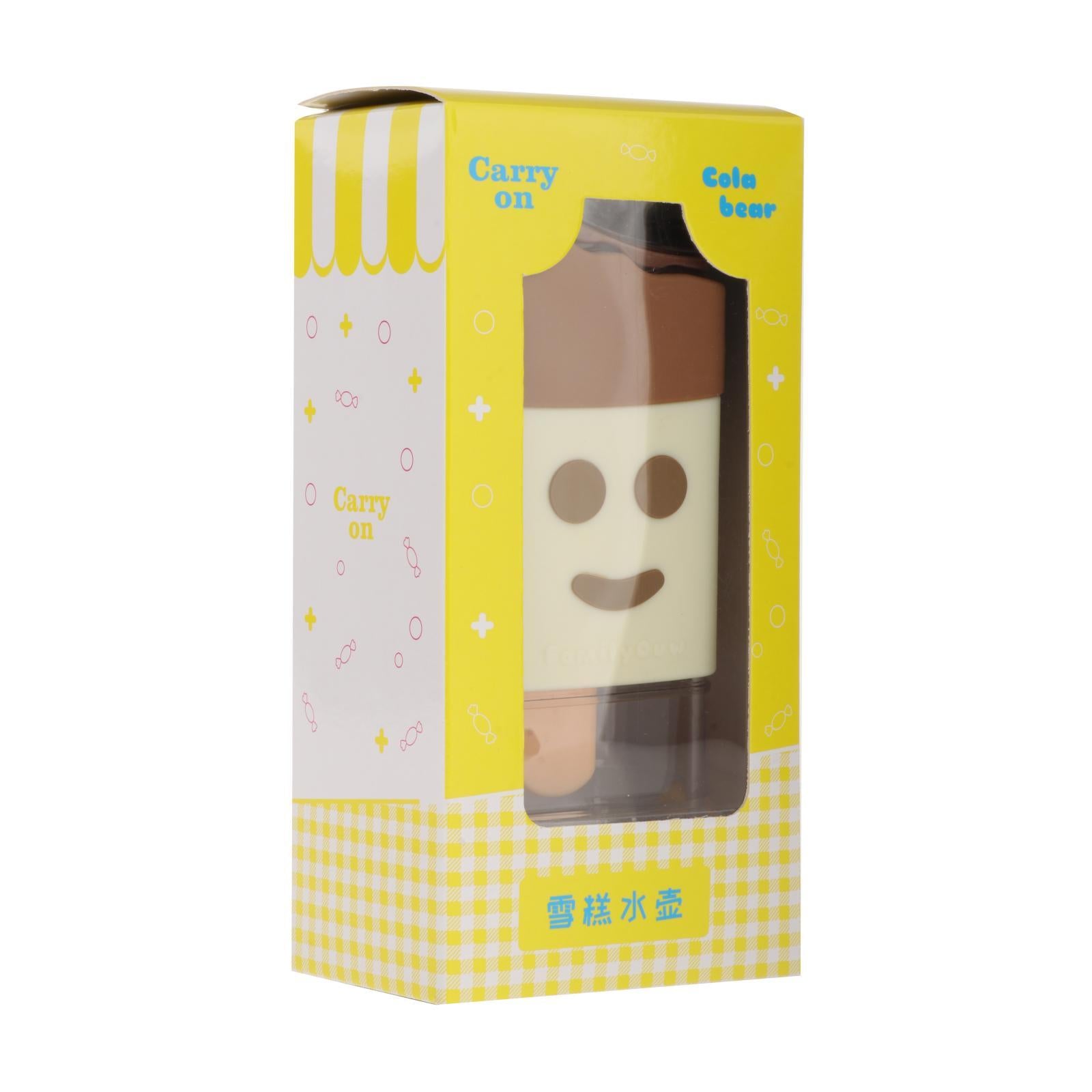 Cute Water Bottle with Straw Square Leakproof Summer for Kids for Outdoor Smiley