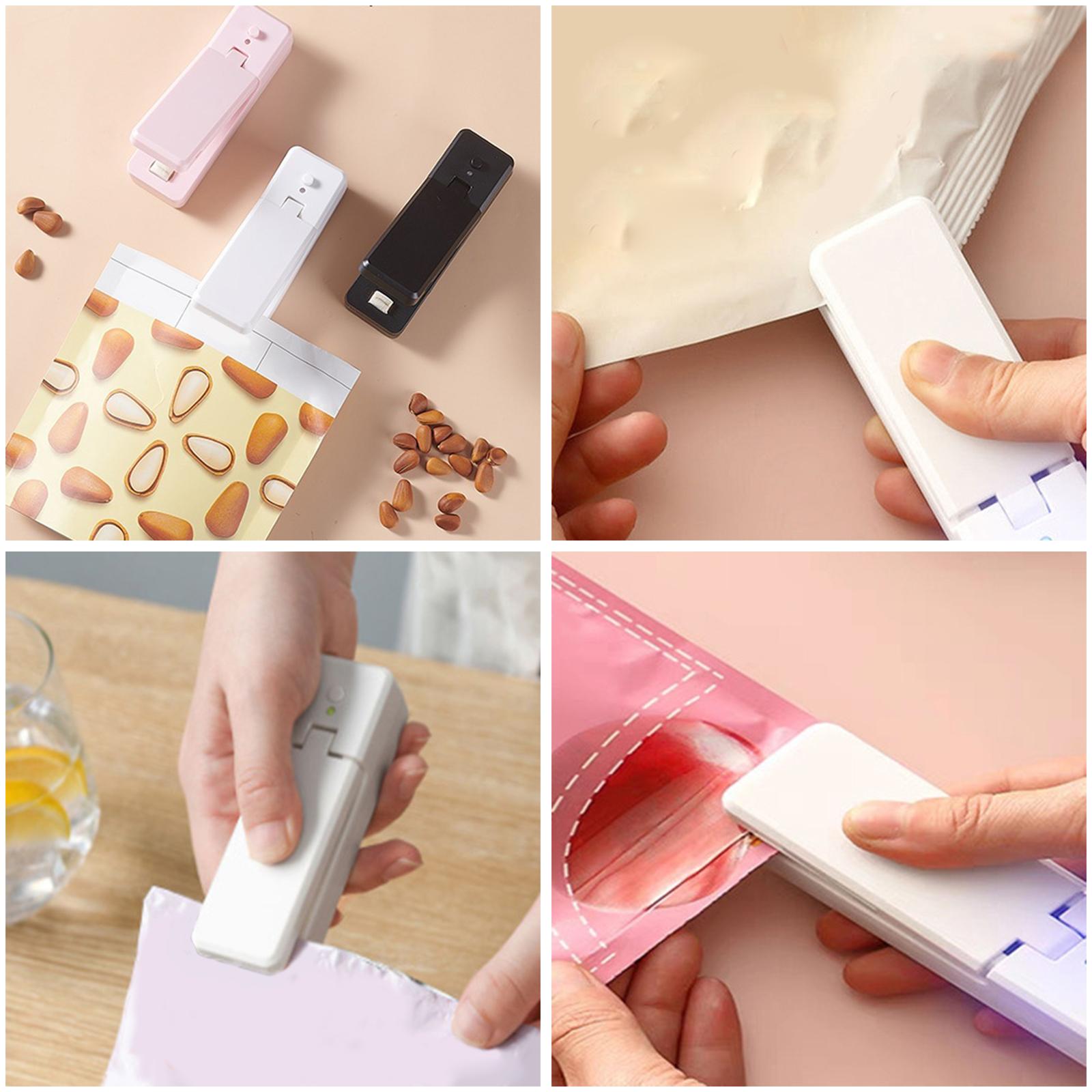 Mini Bag Sealer USB Rechargeable Portable Heat Sealer for Plastic Bags White