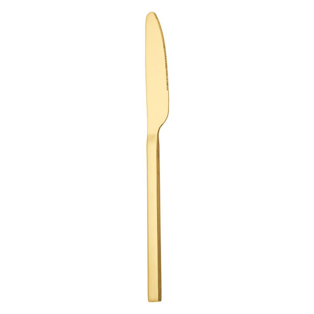 5x Glossy Tableware Cutlery Set Knife Spoon Fork Flatware Gold