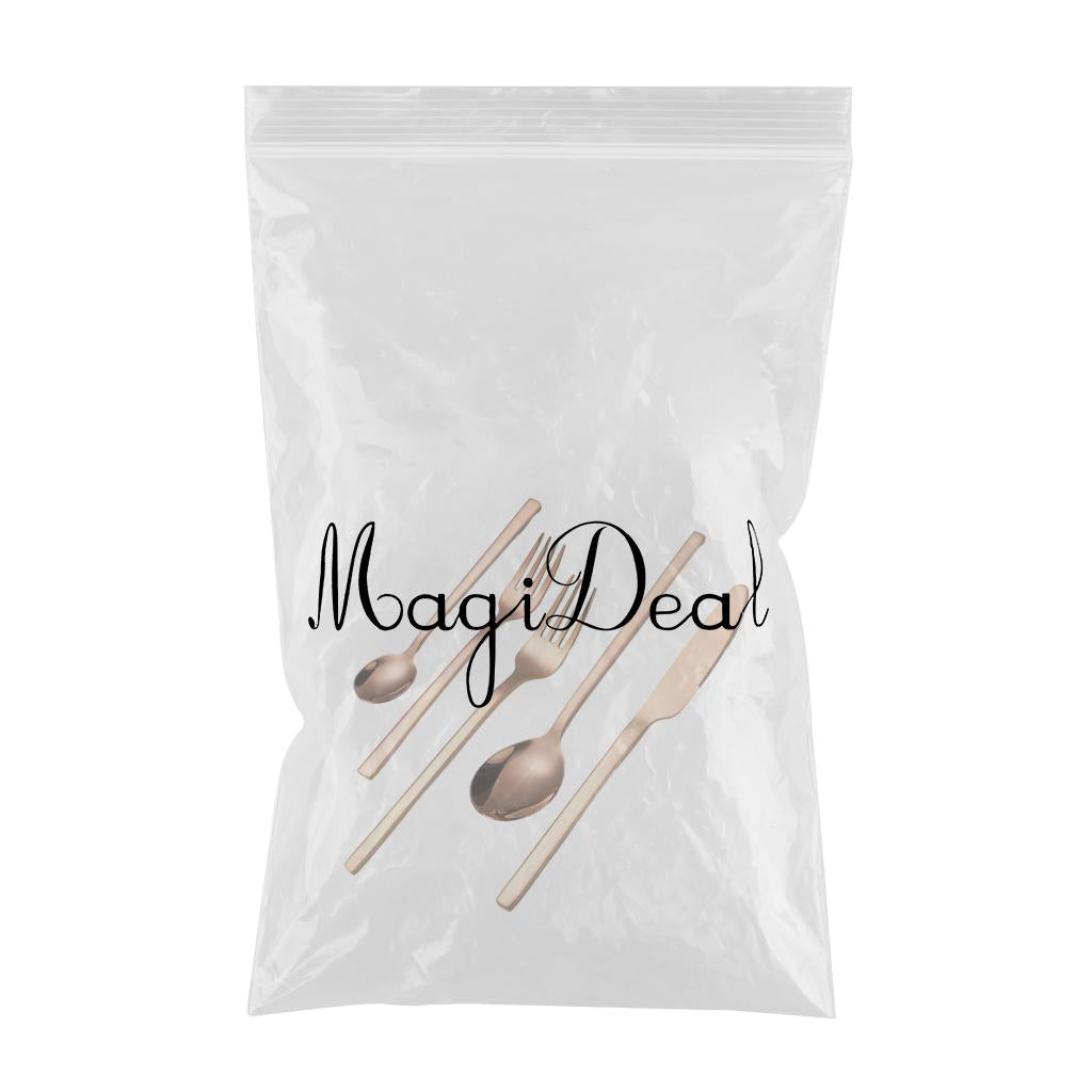 5x Glossy Tableware Cutlery Set Knife Spoon Fork Flatware Rose Gold
