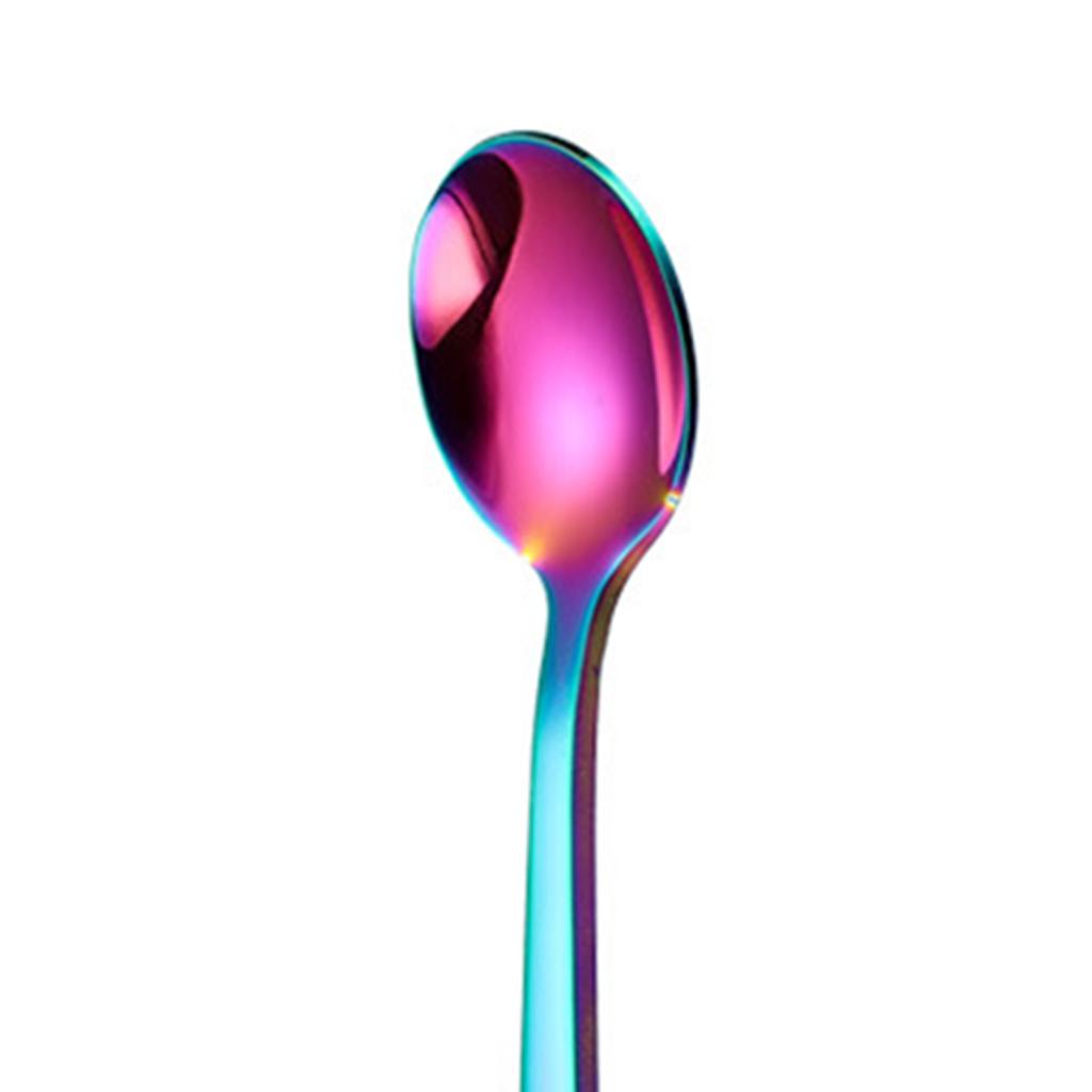 5x Glossy Tableware Cutlery Set Knife Spoon Fork Flatware Rainbow