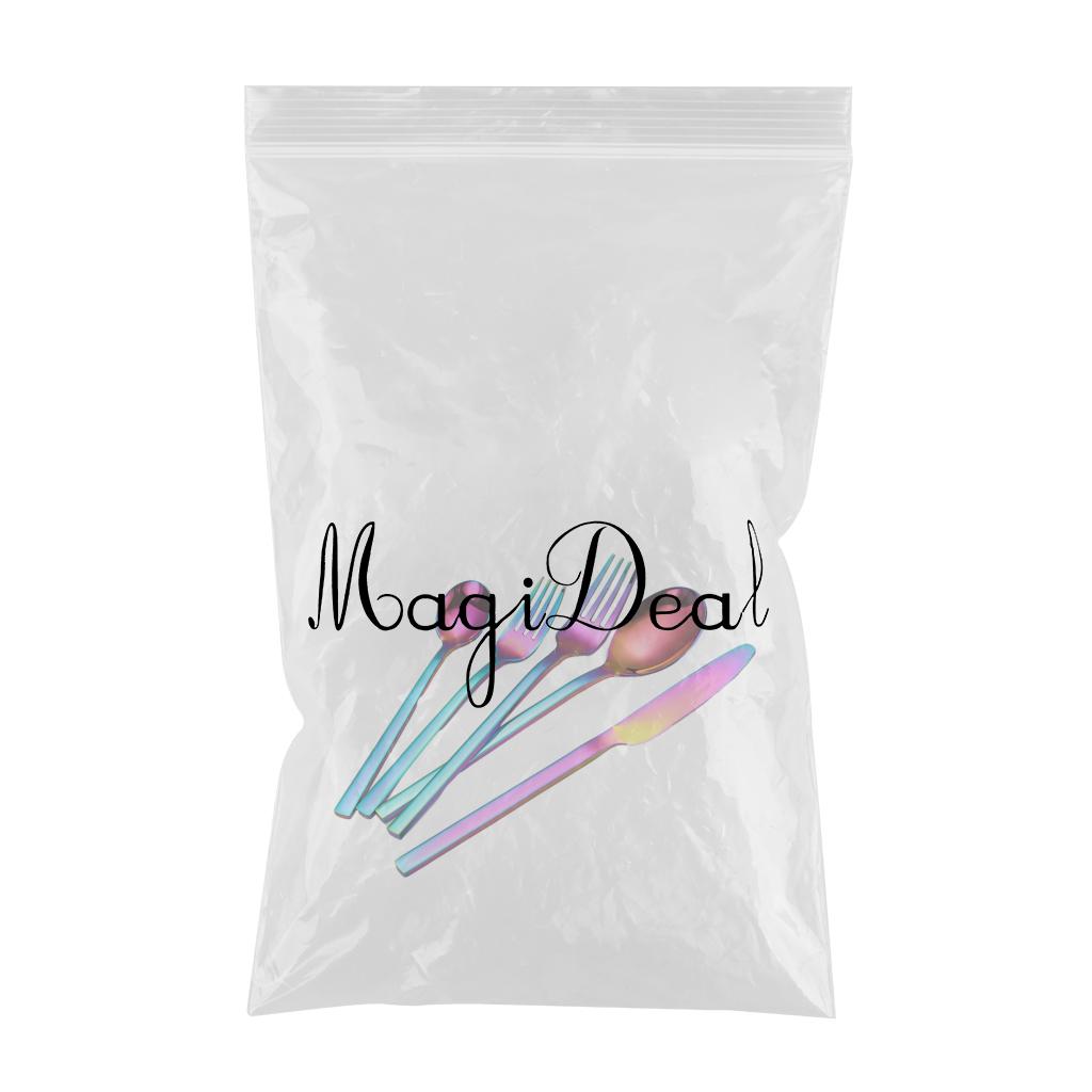 5x Glossy Tableware Cutlery Set Knife Spoon Fork Flatware Rainbow