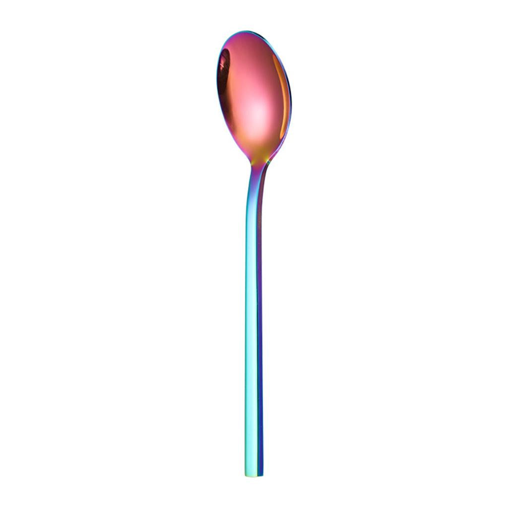 5x Glossy Tableware Cutlery Set Knife Spoon Fork Flatware Rainbow