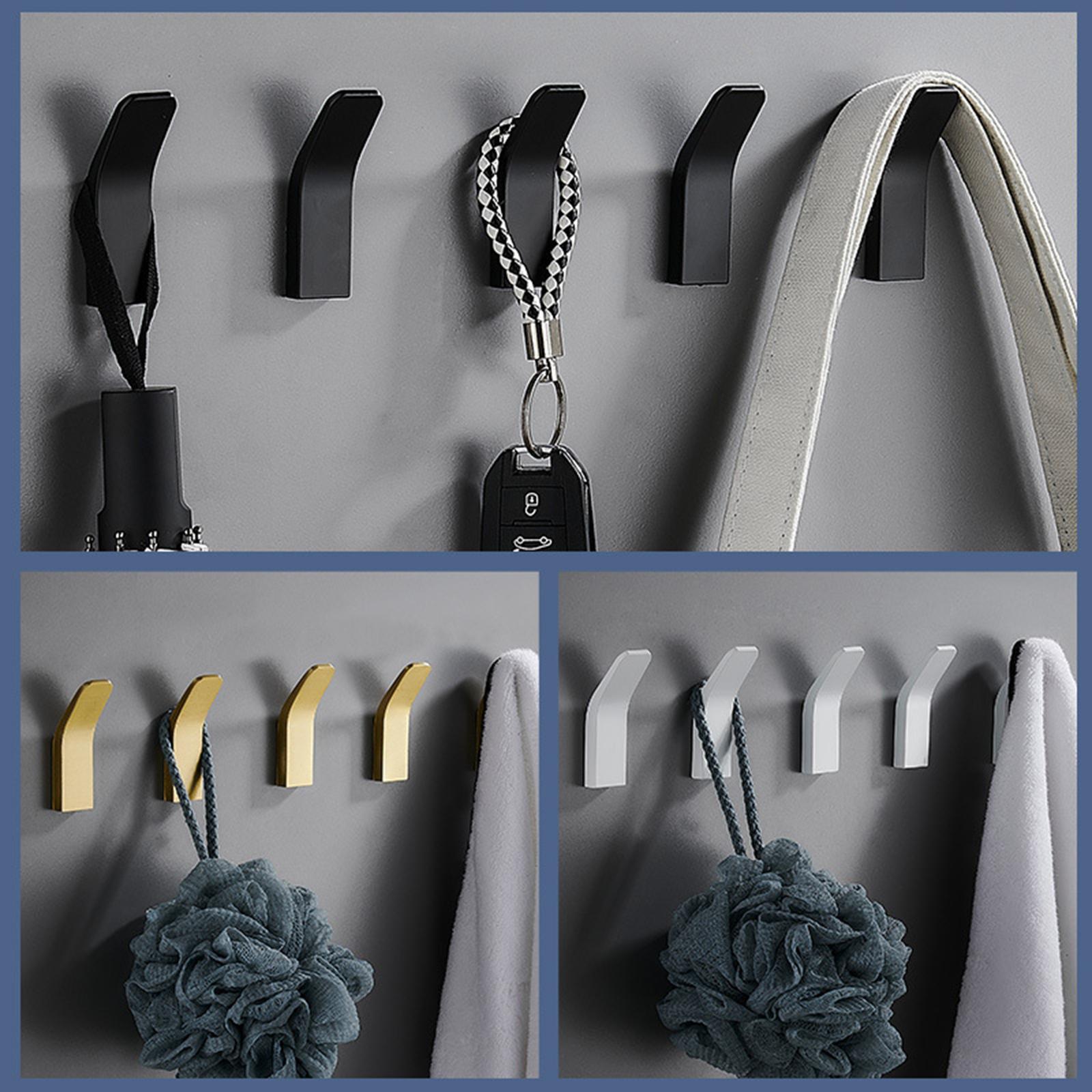 5Pcs Wall Hooks Holder Hanging Towel Sticky Hook Home Door Organizer White