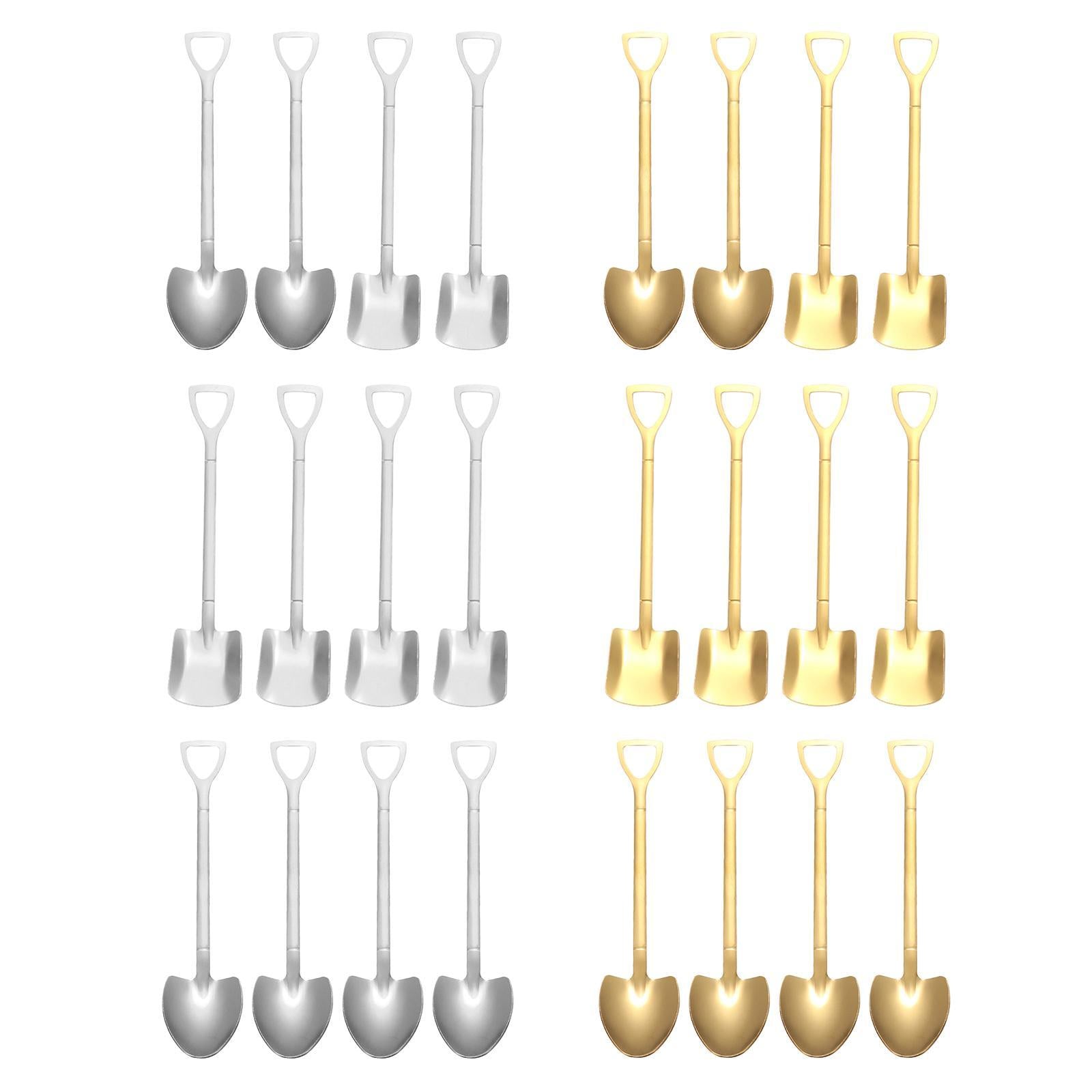 Ice Cream Spoon Coffee Spoon Cutlery Shovel Shape Stirring Scoop Flatware point silver