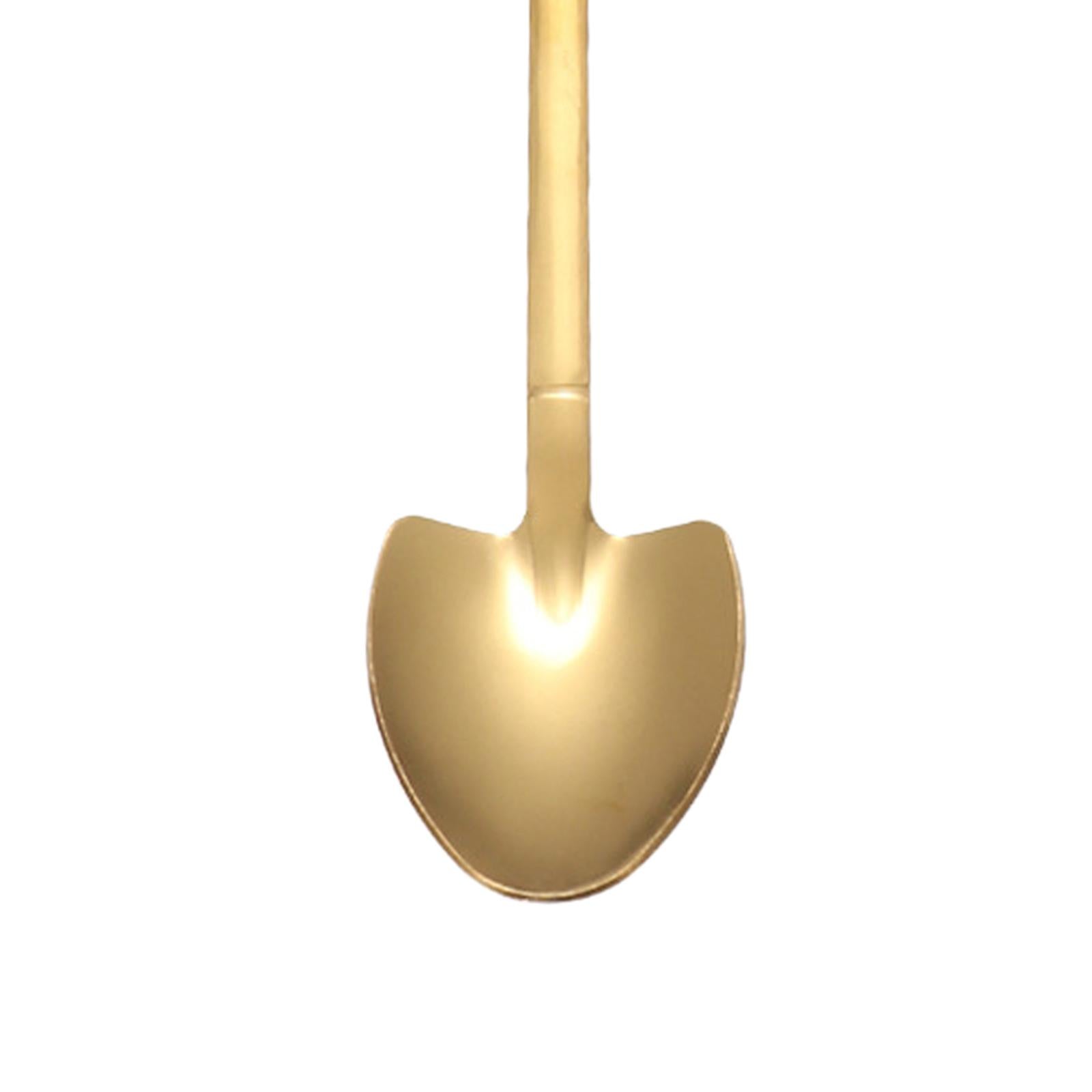 Ice Cream Spoon Coffee Spoon Cutlery Shovel Shape Stirring Scoop Flatware point gold