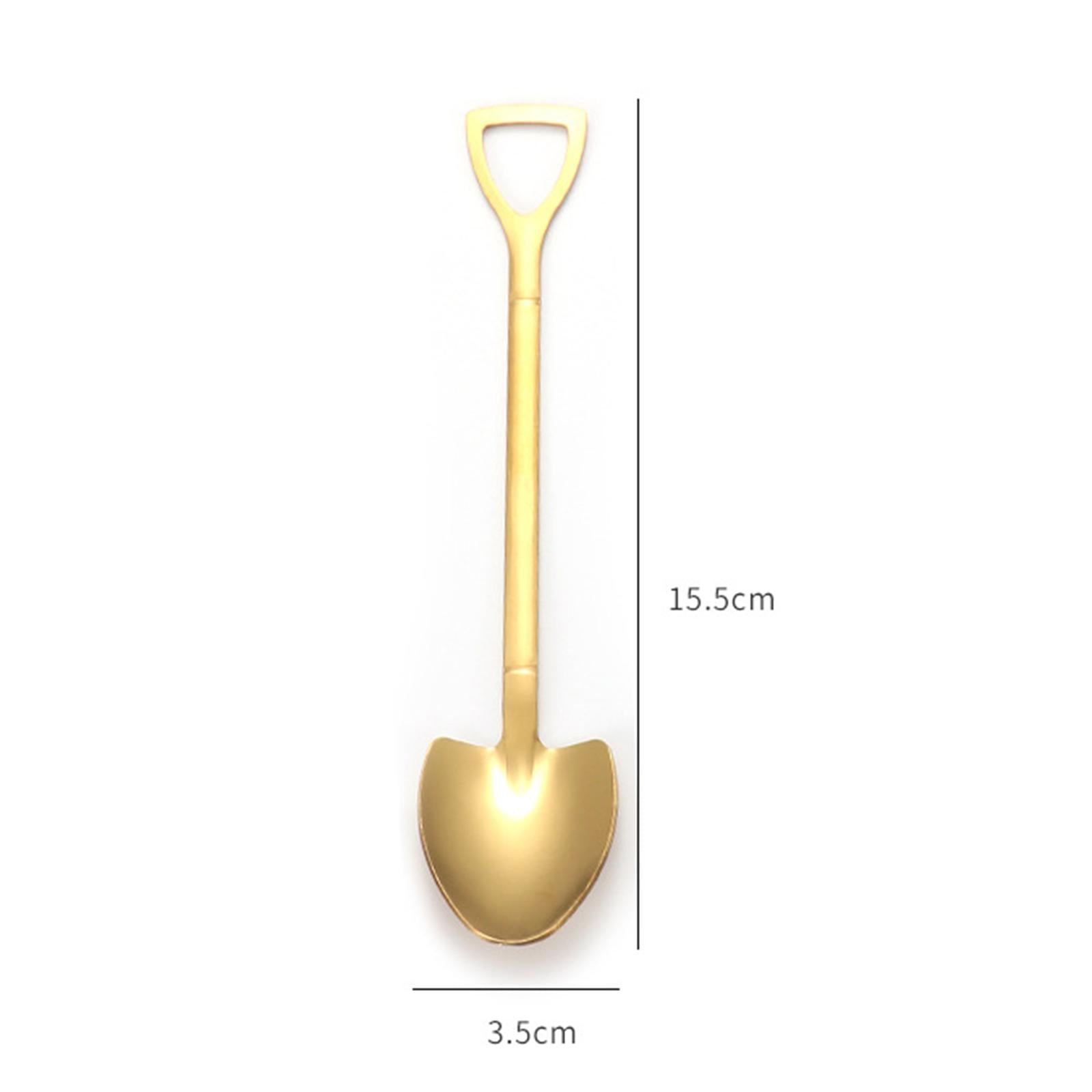Ice Cream Spoon Coffee Spoon Cutlery Shovel Shape Stirring Scoop Flatware point gold