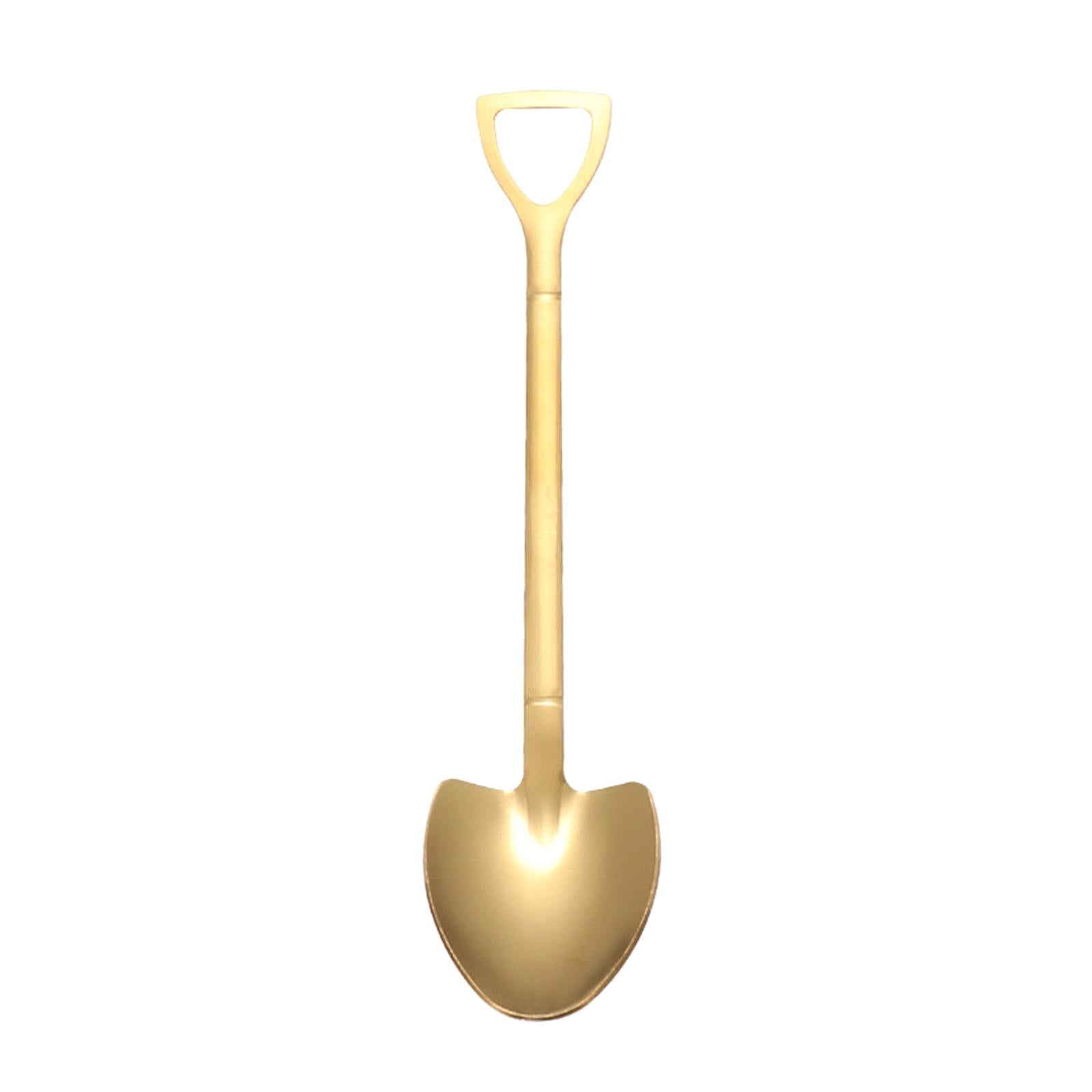Ice Cream Spoon Coffee Spoon Cutlery Shovel Shape Stirring Scoop Flatware point gold